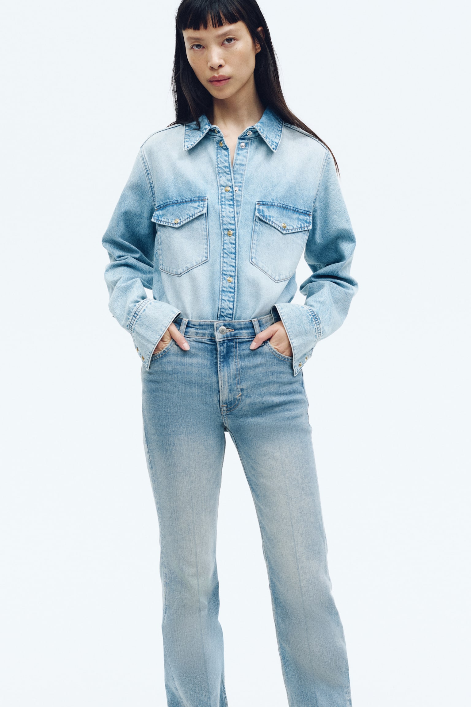 Jean évasé taille haute - Bleu denim clair/Bleu denim foncé/Gris foncé/Bleu denim/Bleu denim/Blanc/Bleu denim/Bleu denim/Bleu denim/Bleu denim foncé - 7