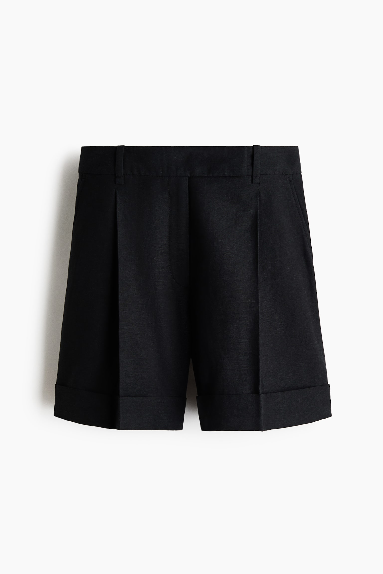 Dressy Linen-Blend Shorts - Black/White/Dark khaki green
