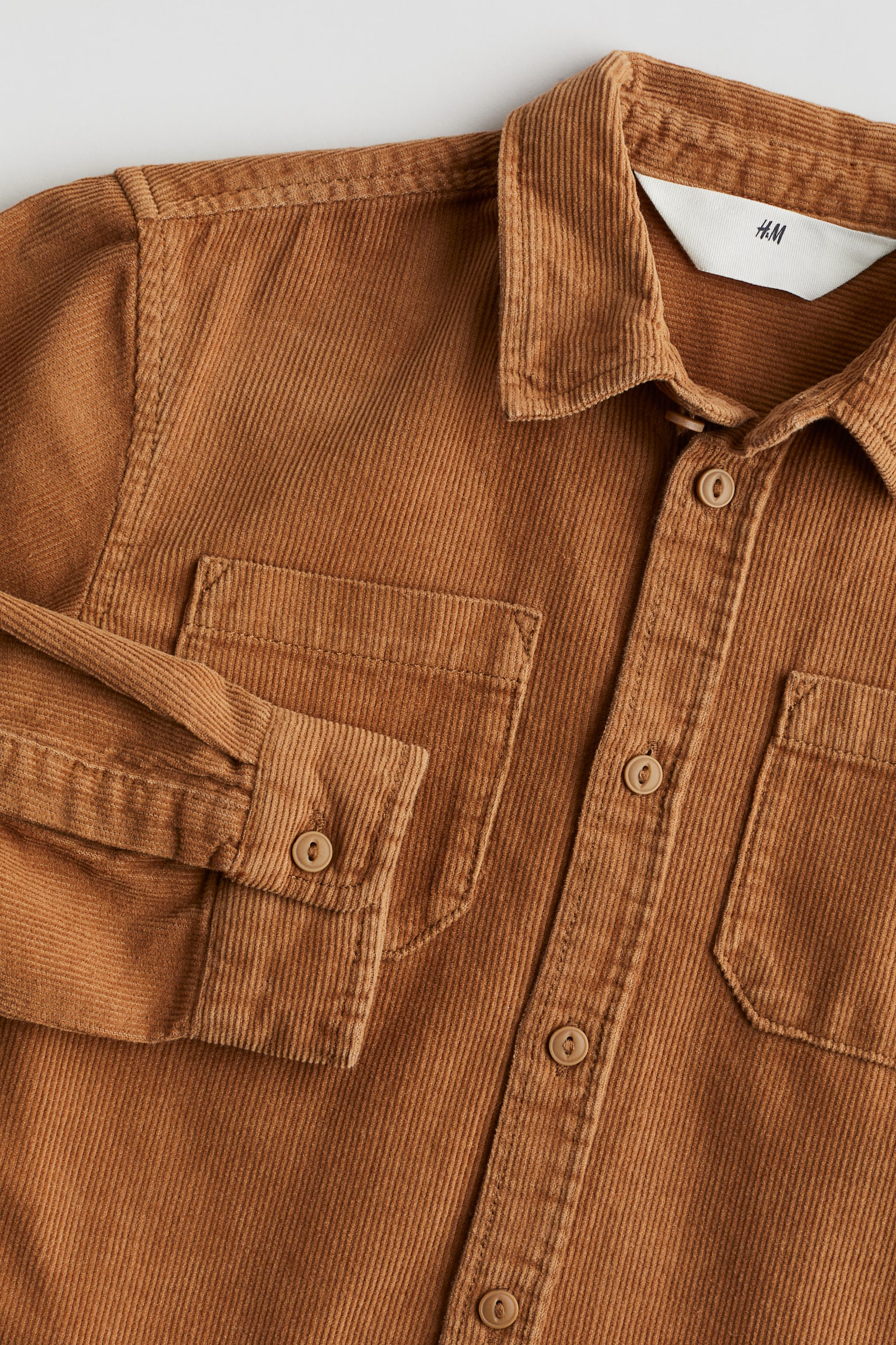 Cotton corduroy shirt - Light brown/Dusty blue/Navy blue - 4