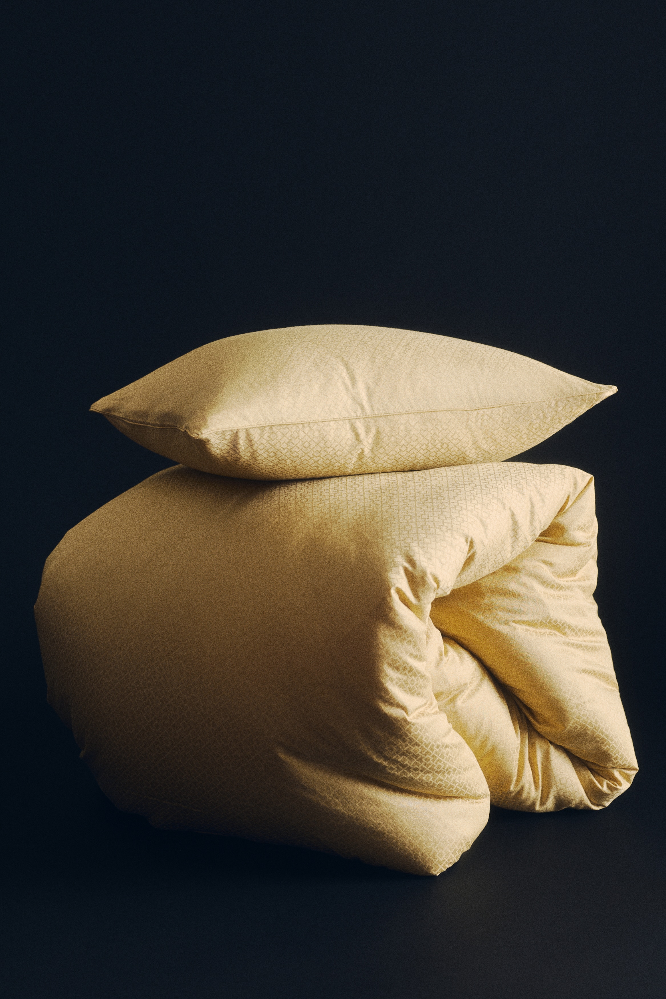 Cotton sateen single duvet cover set - Dusty yellow/Mole