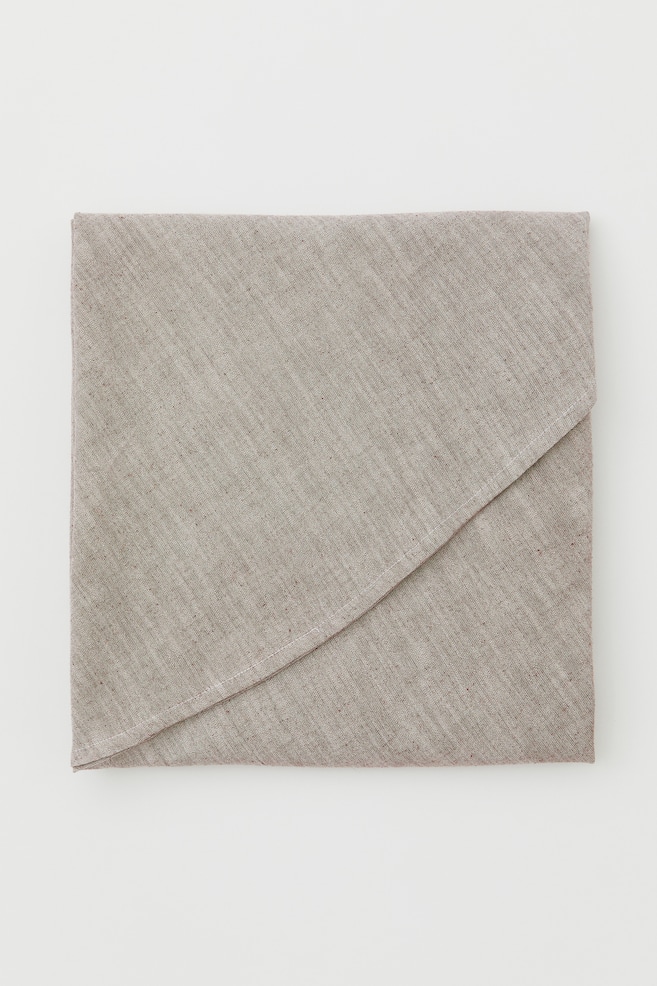 Round linen-blend tablecloth - Beige marl/Light beige/Grey marl - 1