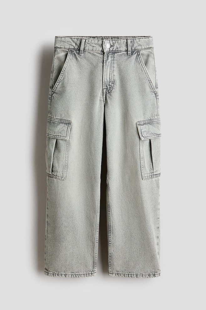 Baggy-Fit Cargo Jeans - Light denim gray/Light denim blue - 1