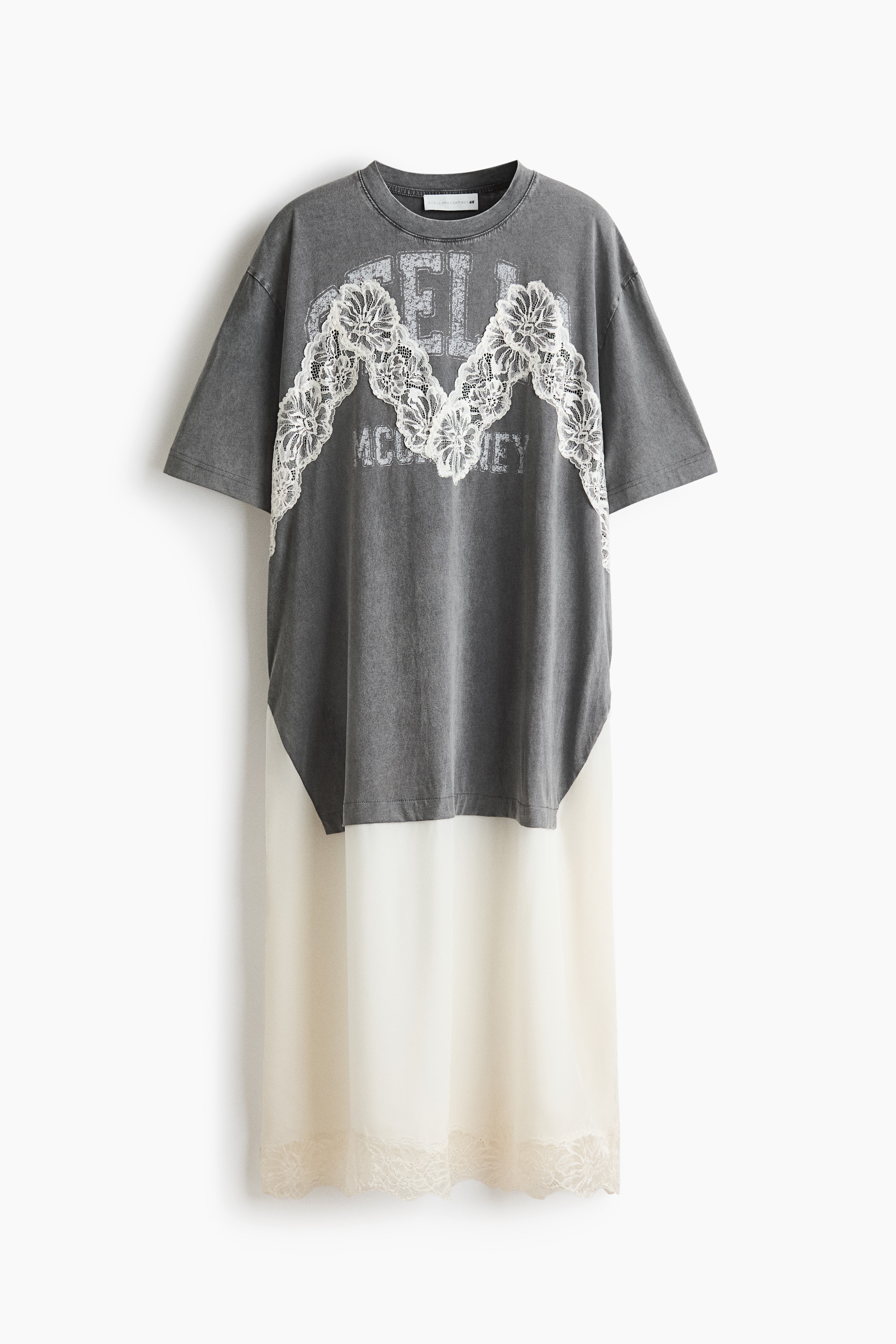 Lace-trimmed T-shirt dress