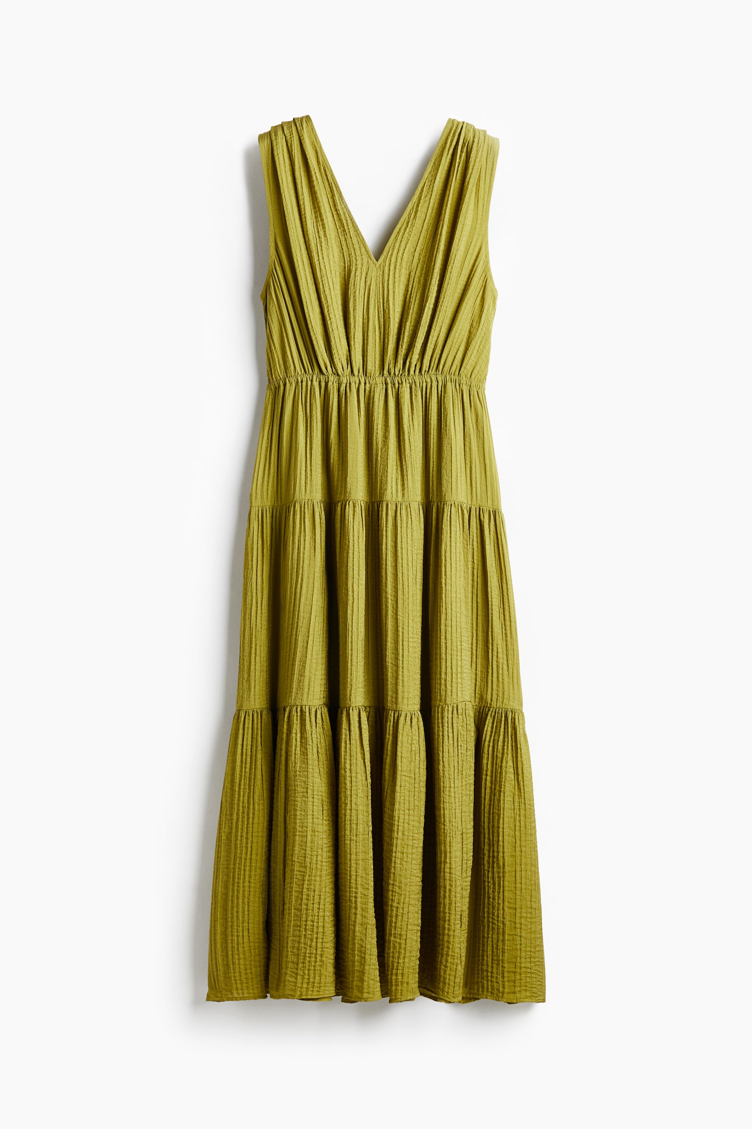 Tiered dress - Olive green/Light blue/Light yellow - 2