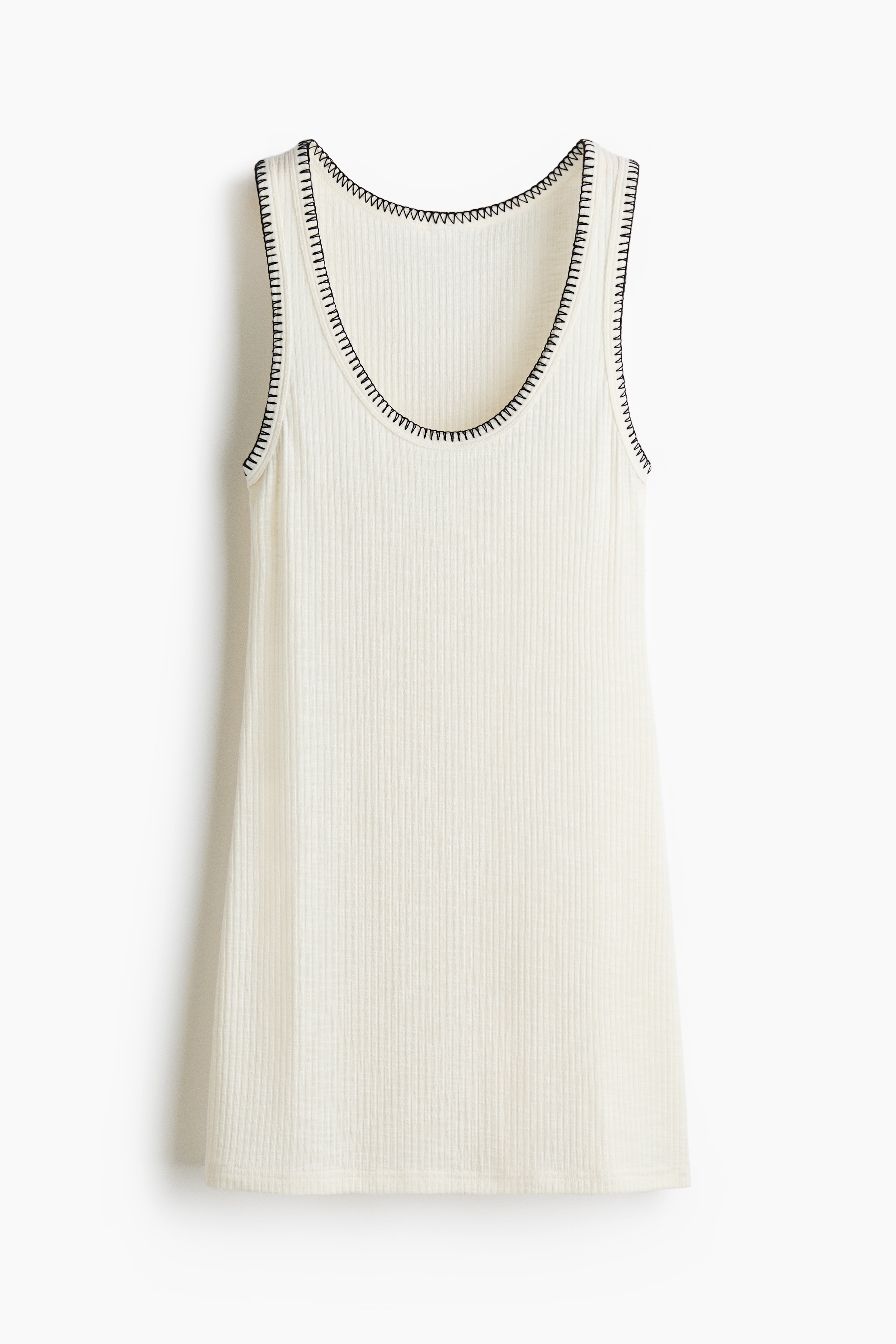 Vestido en punto de canalé - Blanco/Negro/Negro