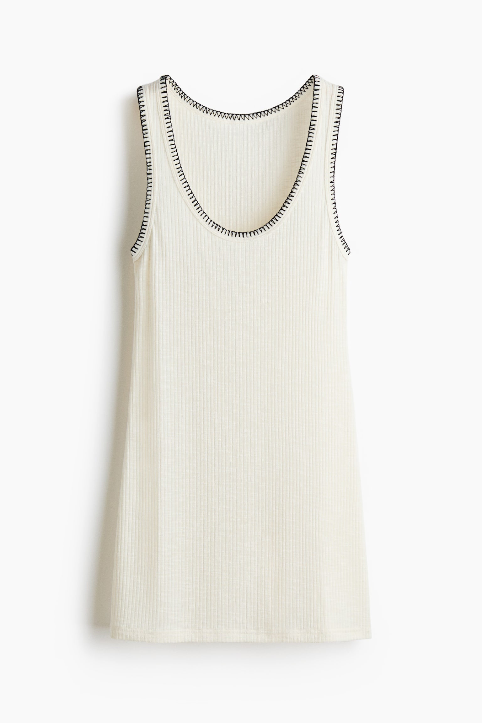 Vestido en tejido acanalado - Blanco/Negro