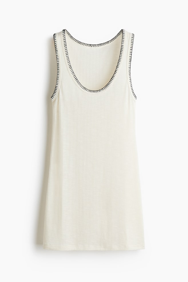 Abito in maglia a coste - Bianco/nero/Nero - 1