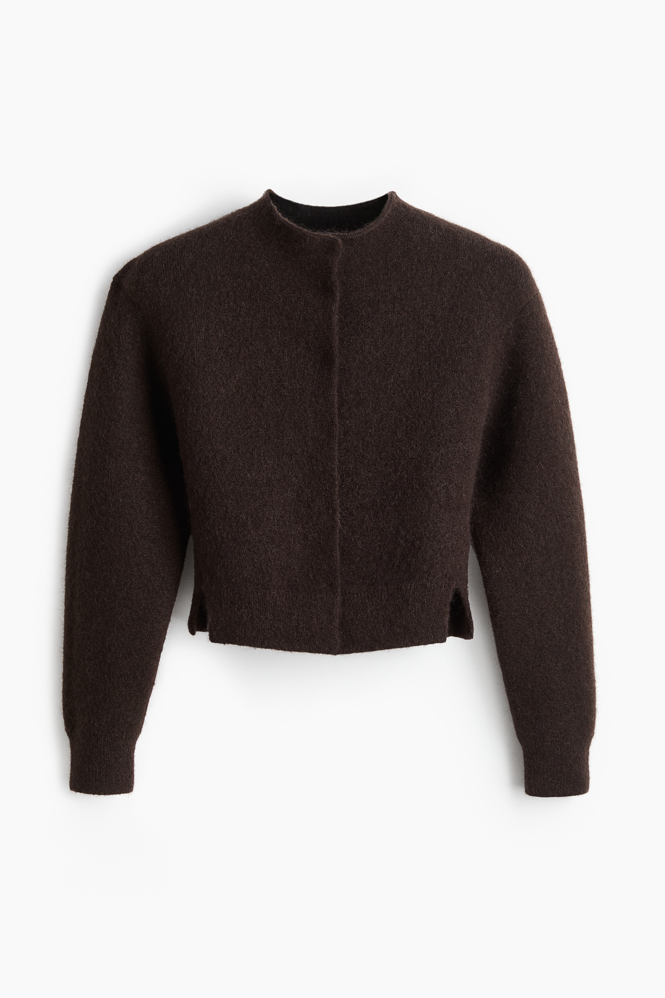 Áo cardigan mohair pha - Màu nâu đậm