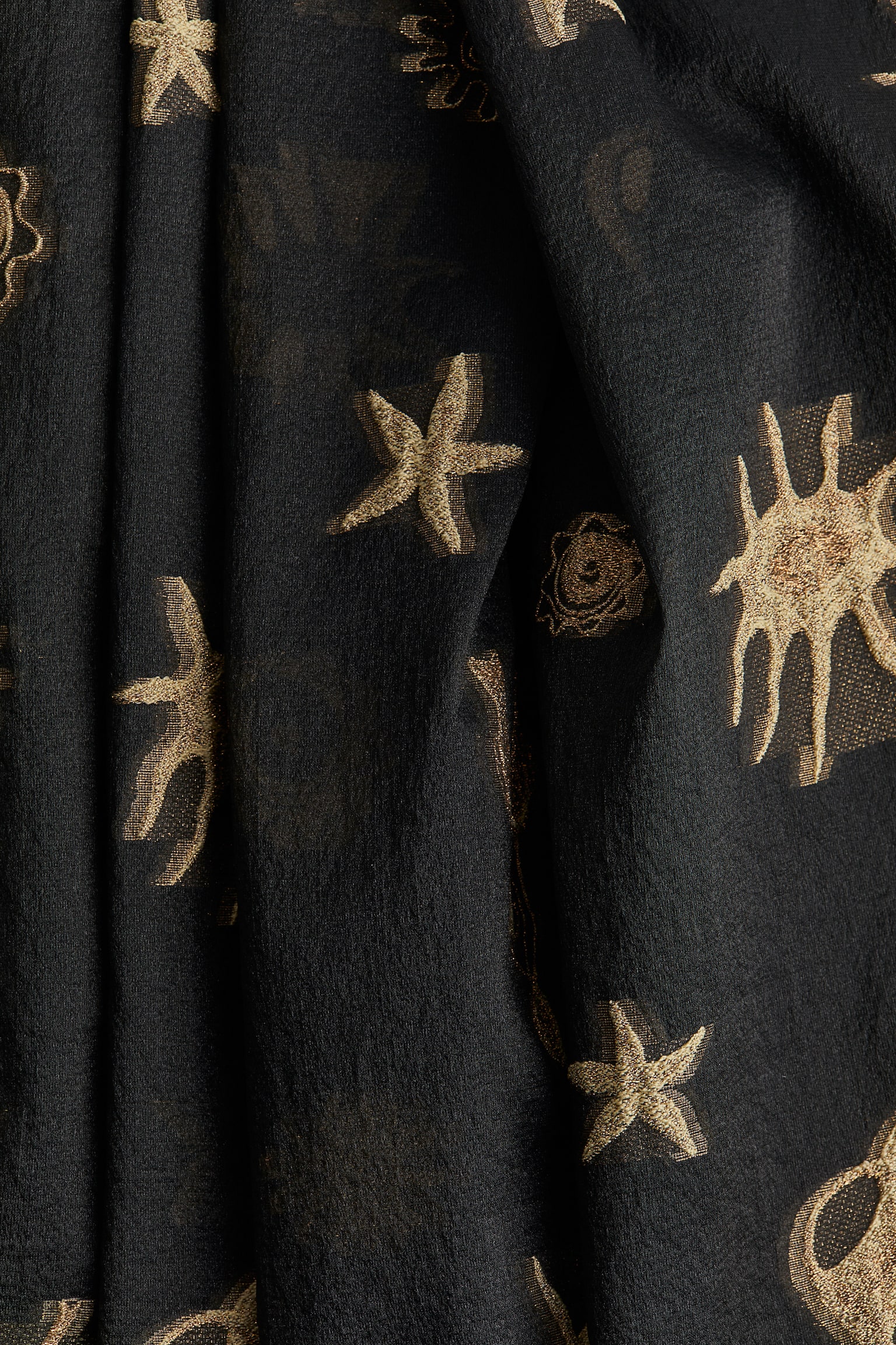 Draped-detail jacquard-weave dress - Black/Mythical images - 4