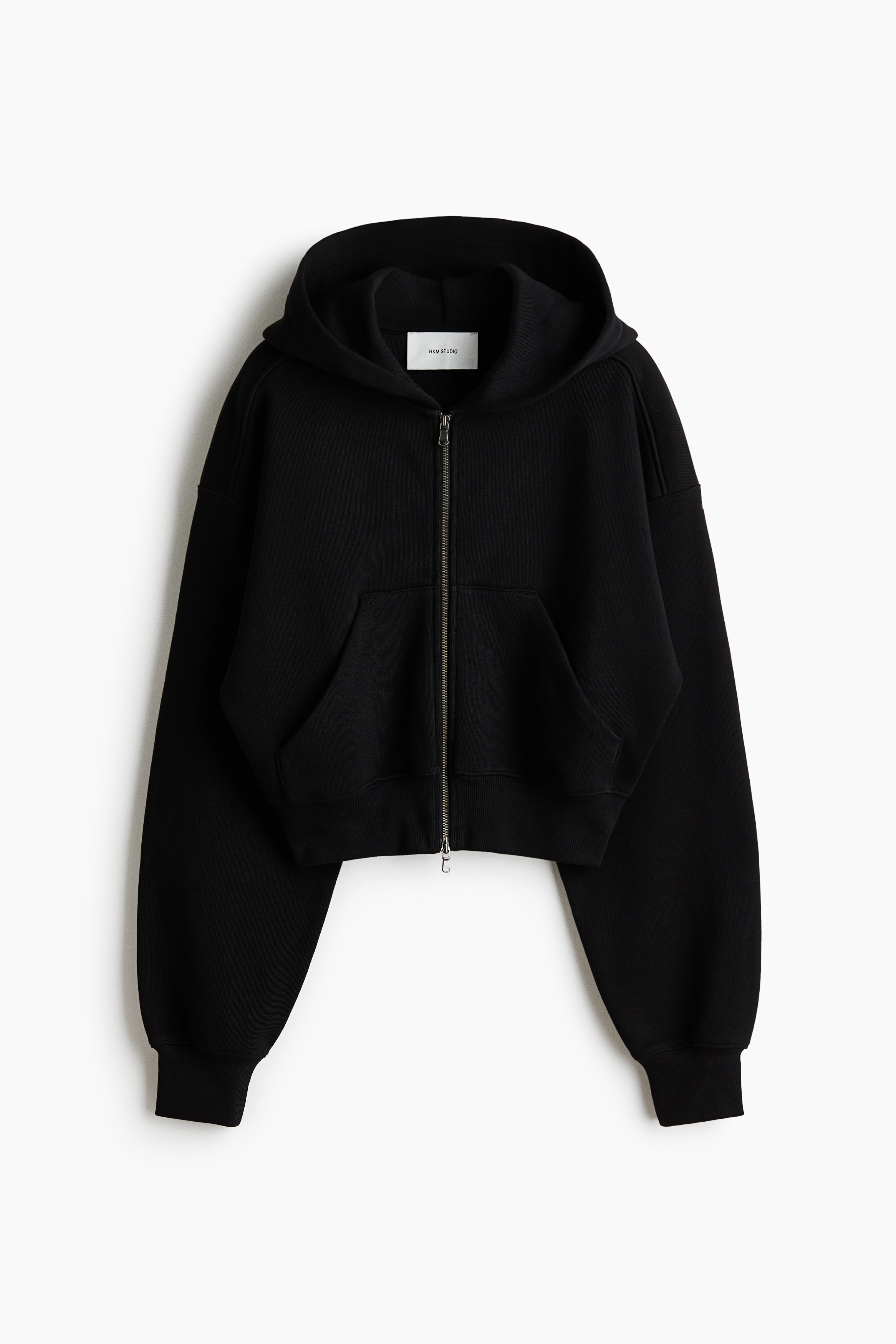 Cotton Zip Up Hoodie - Black