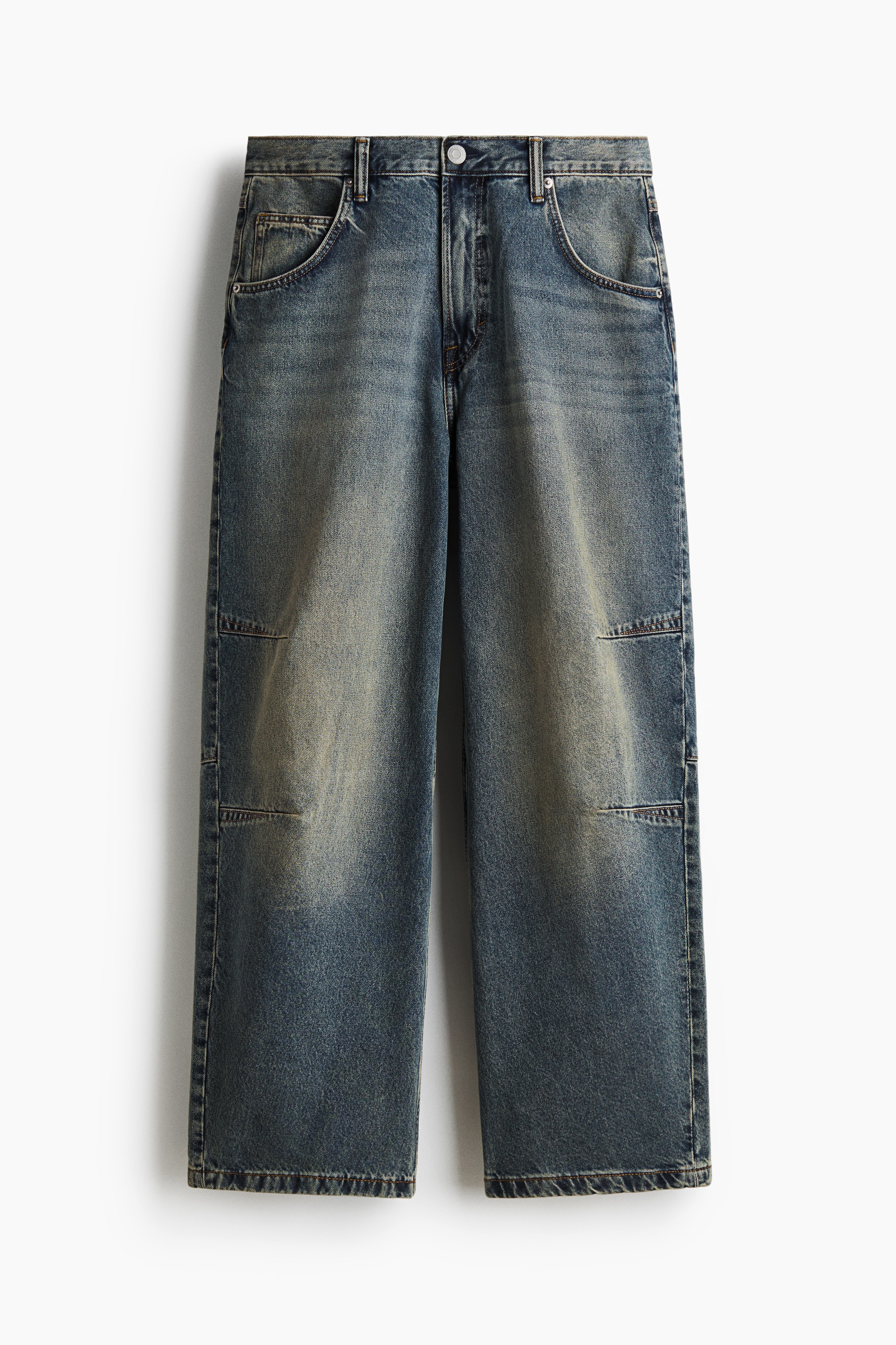 Baggy jeans med insnitt - Dimmig denimblå/Svart/Ljus denimblå