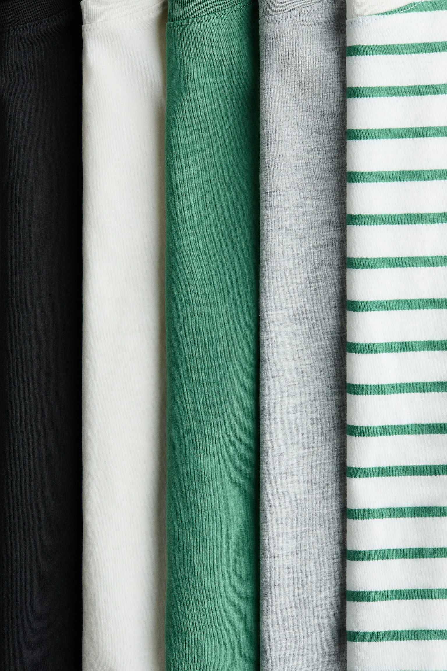 5-pack long-sleeved T-shirts - Green/Striped/Navy blue/Light grey marl/White/Blue/Red/Navy blue/Striped/Light blue/Striped/Blue/Grey/Dark green/Striped/Blue/Striped - 2