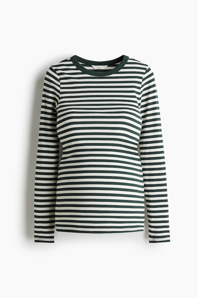 MAMA Camiseta en punto de canalé - Verde oscuro/Rayas/Blanco/Rayas burdeos/Crema/Rayas/Crema/Rayas - 1
