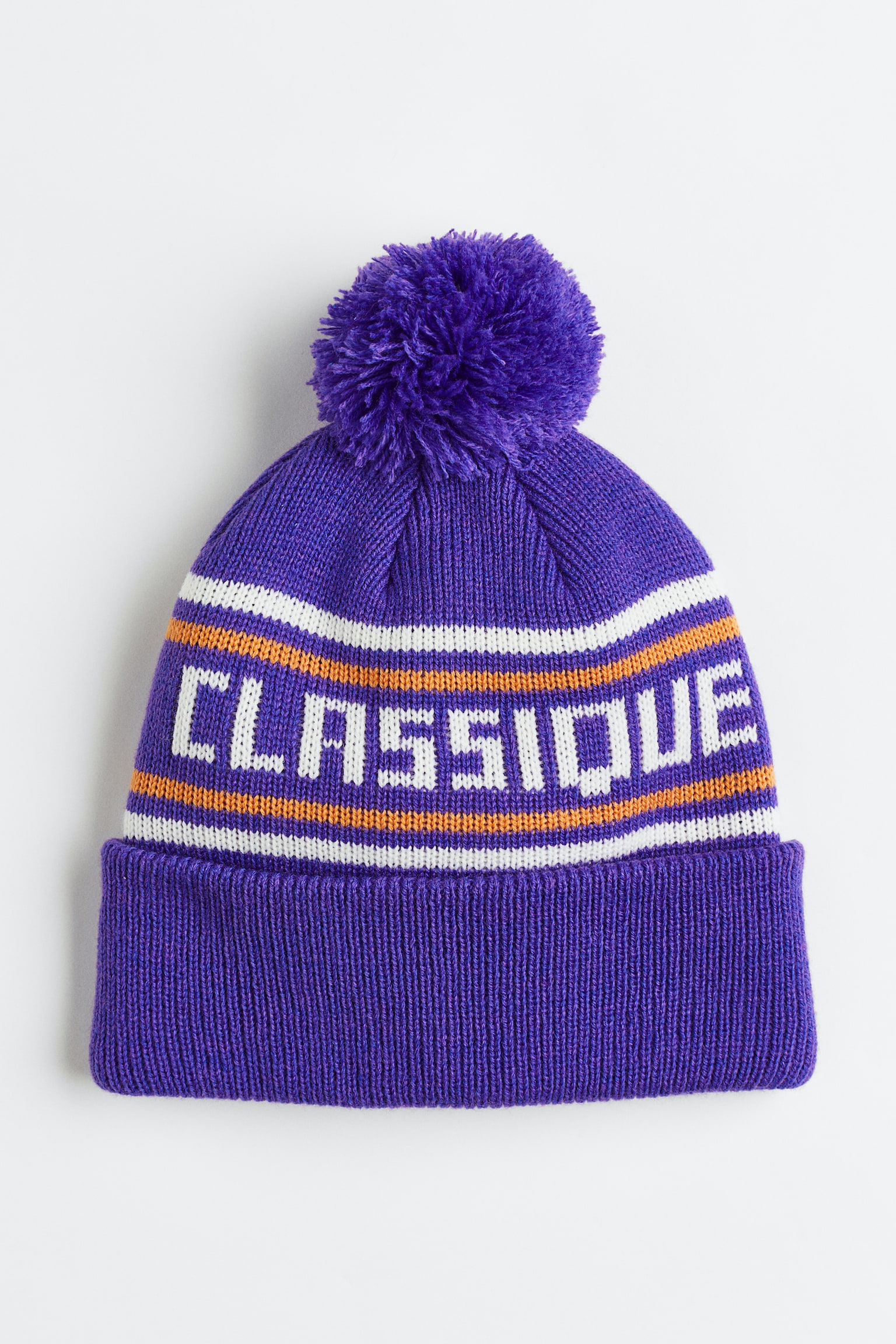 Rib-knit pompom hat - Purple/Classique - 1