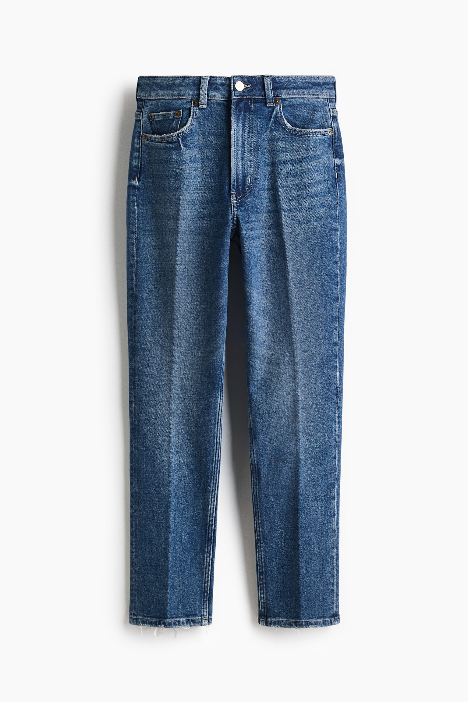 Slim Straight High Ankle Jeans - Denim blue/Light denim blue/White - 2