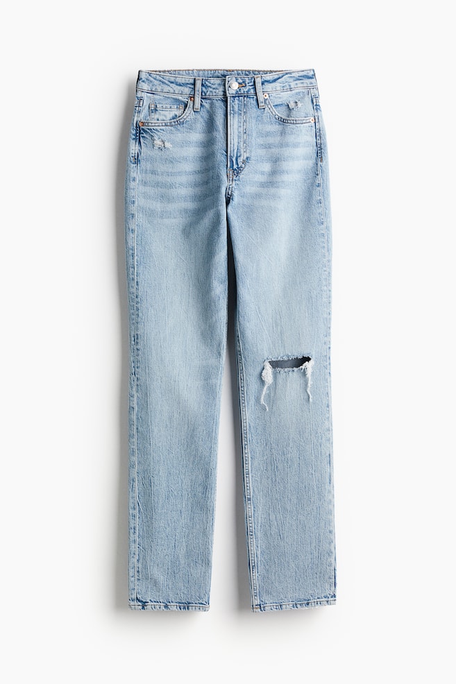 High Rise Slim Straight Leg Jeans - Light denim blue/Light denim blue/Black - 1
