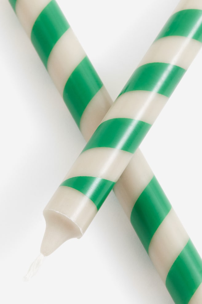 2-pack candy cane candles - Grey/Green/Red/White/White/Gold-coloured/Brown/Striped/dc/dc - 3