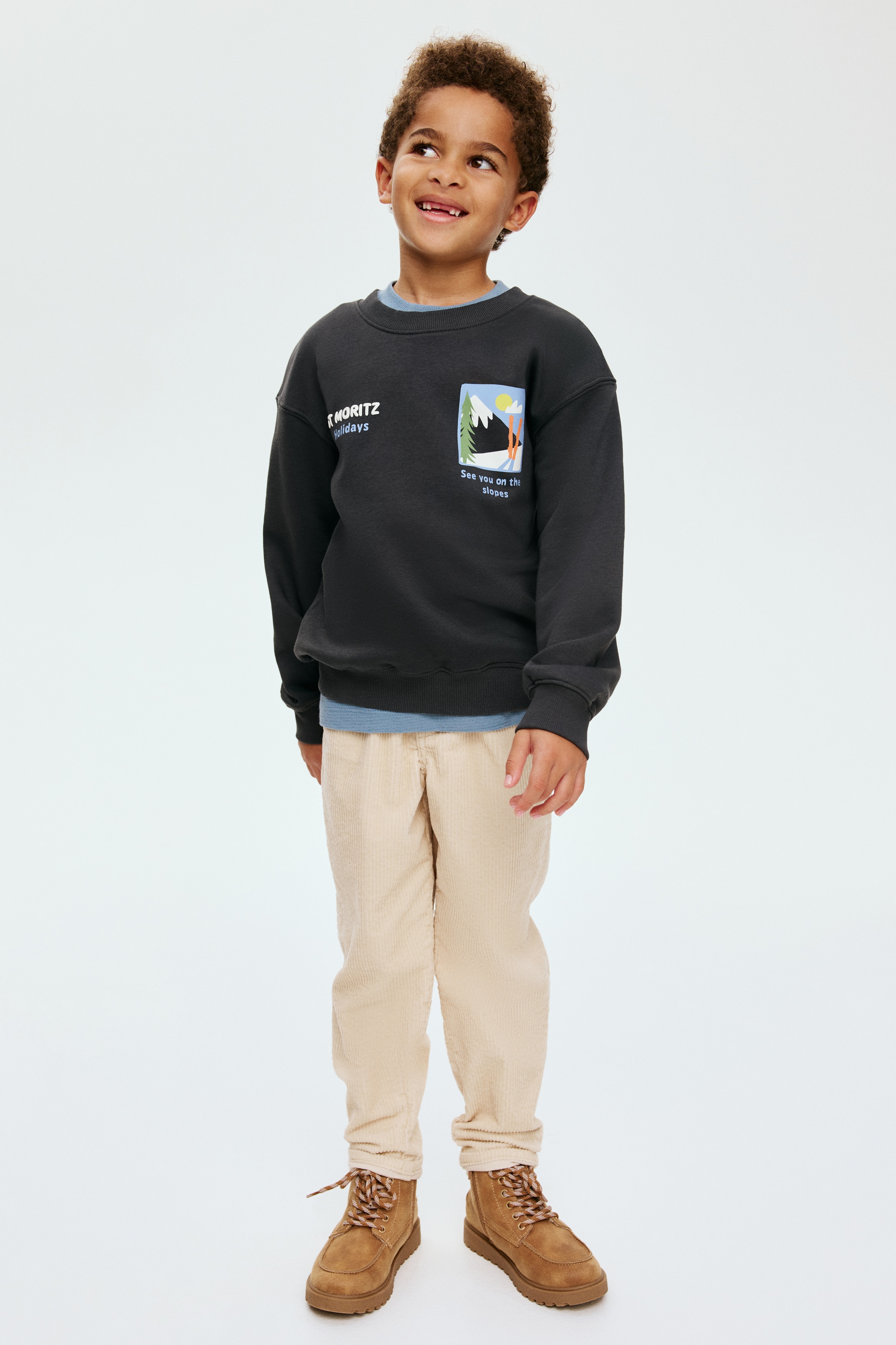 プリントスウェットシャツ - ダークグレー／St Moritz - Kids