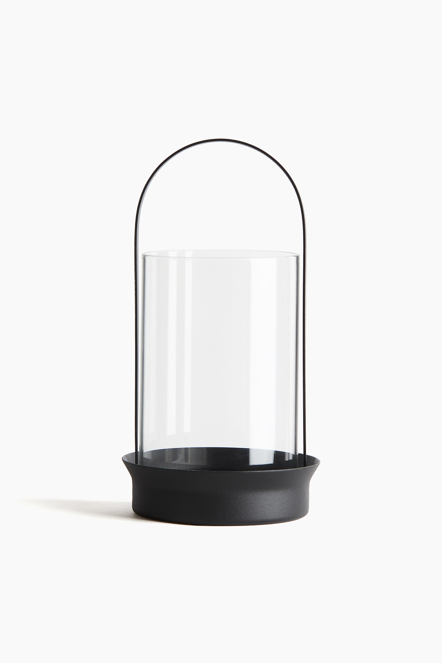 Glass lantern - Black/Light beige