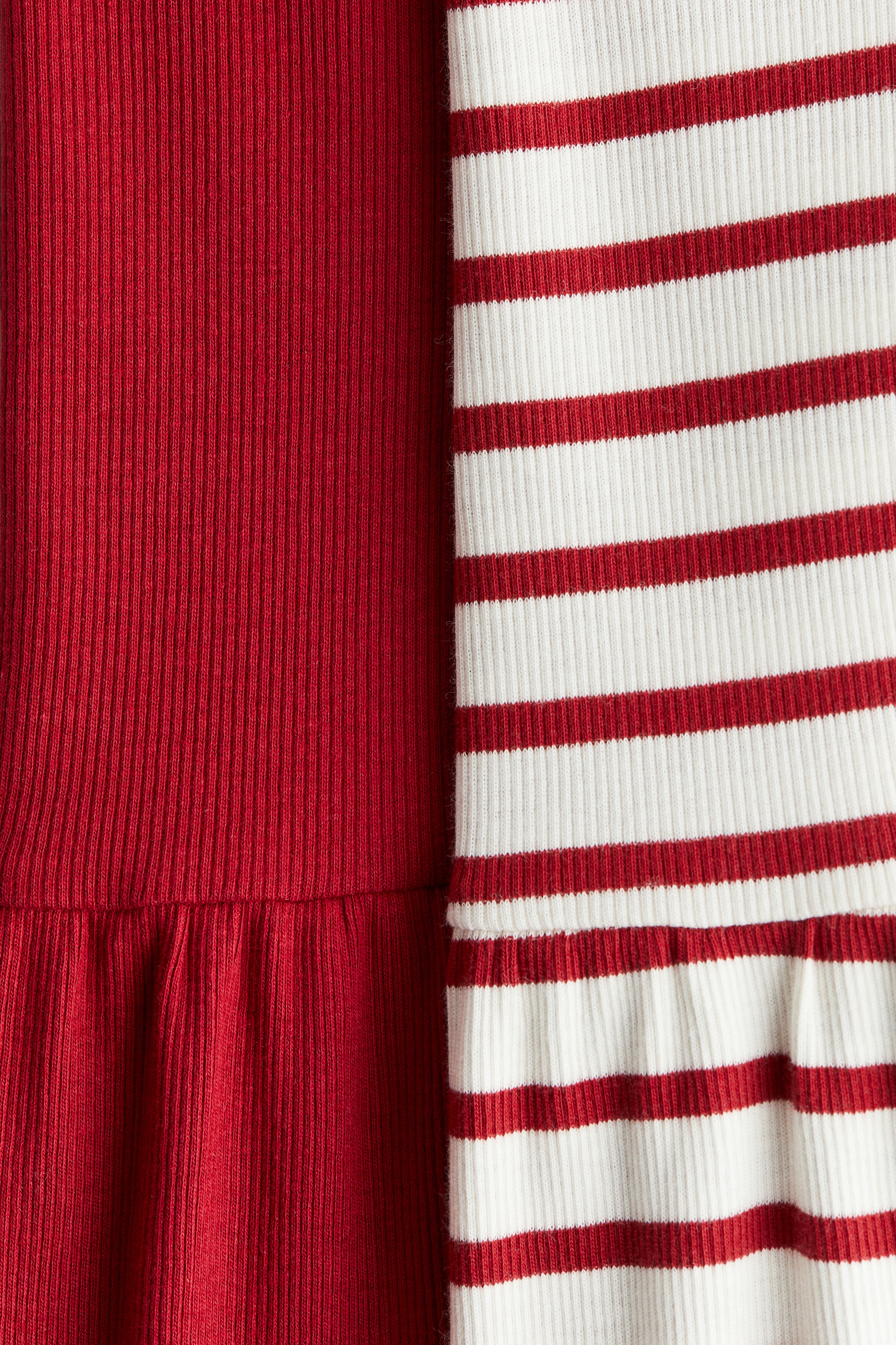 Girls - Red/Striped 2-Pack Ribbed Cotton Dresses - Size: 2T (1 -2Y) - H&M