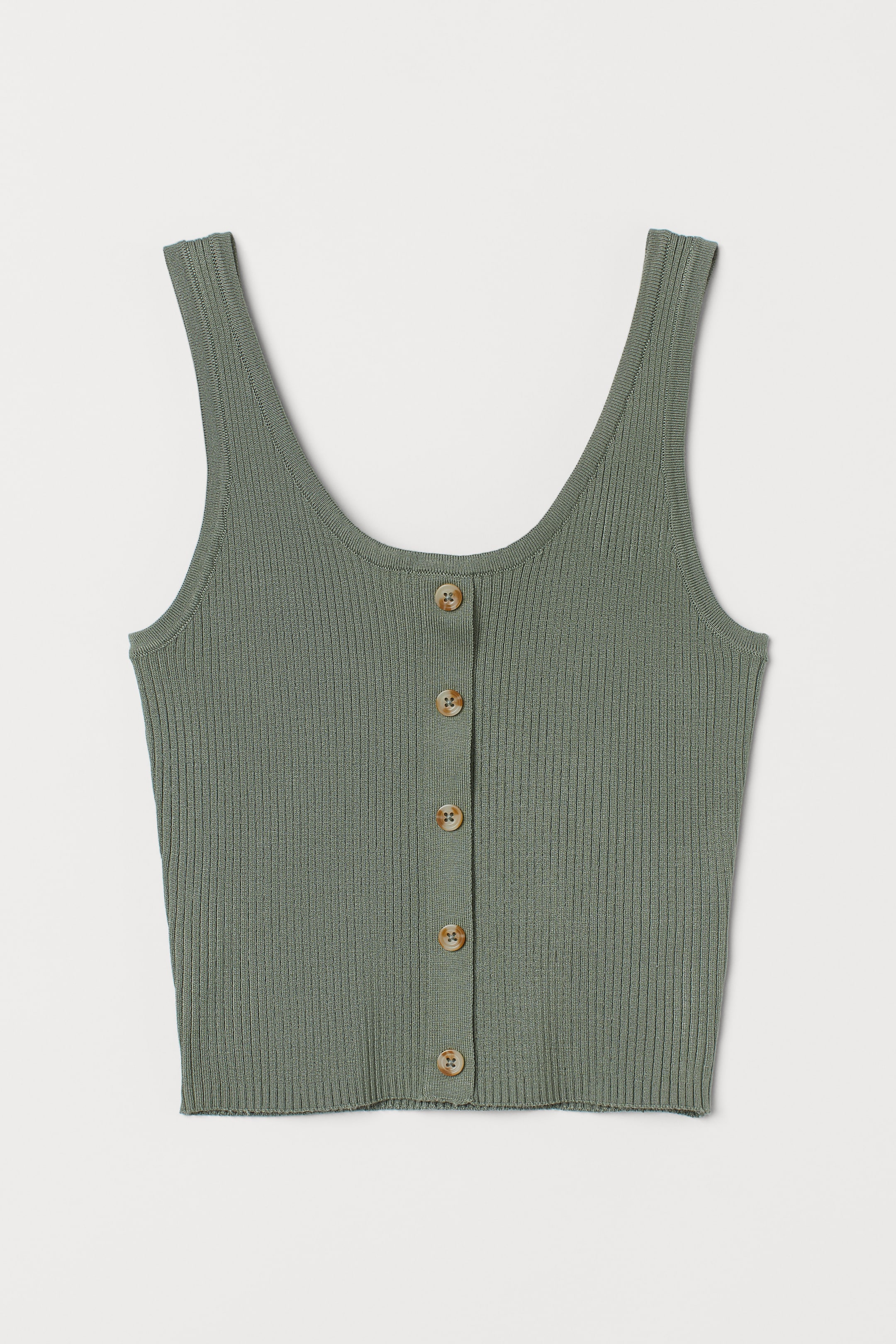 View larger image: Rib-knit top - Light khaki green - Ladies | H&M HK 1
