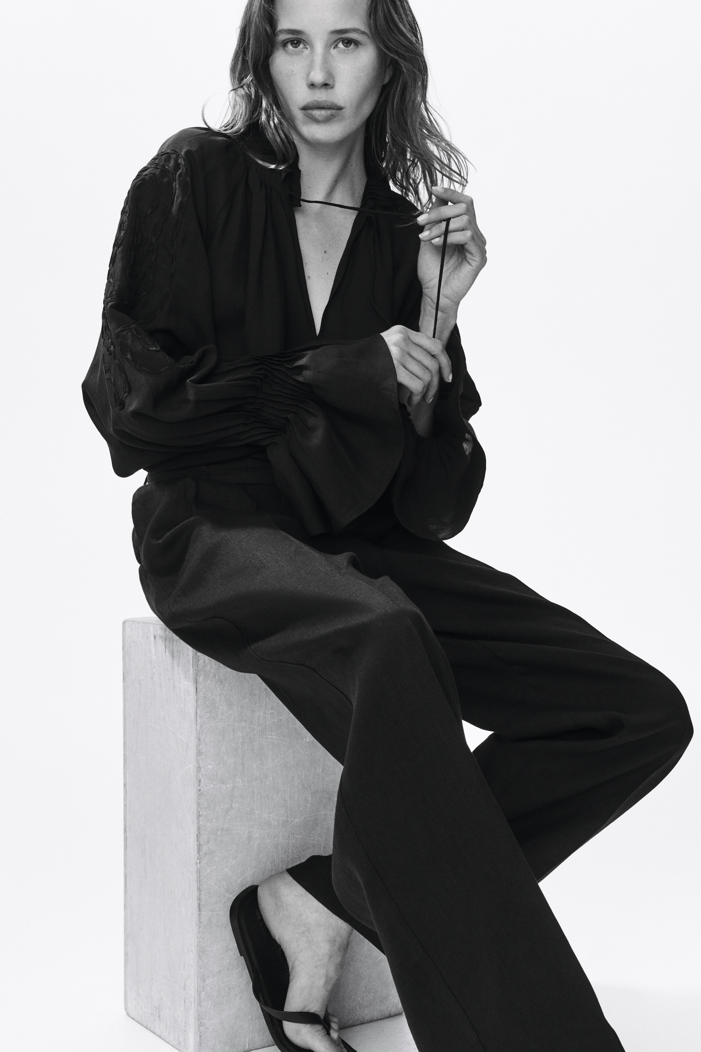 black blazer dress zara Zara - Double Breasted Blazer Dress With Chain - Black