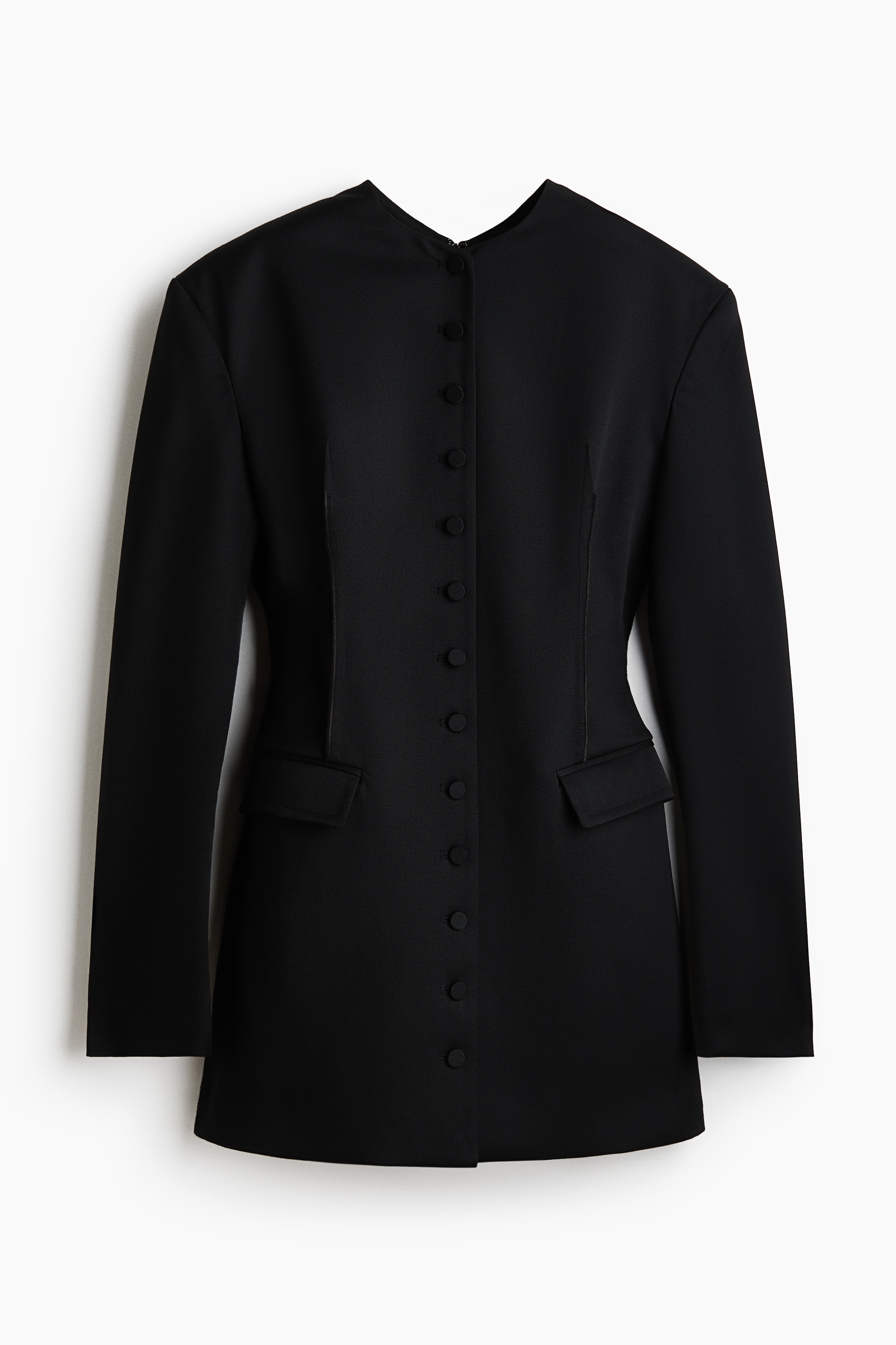 Wool-blend shoulder-pad dress - Black