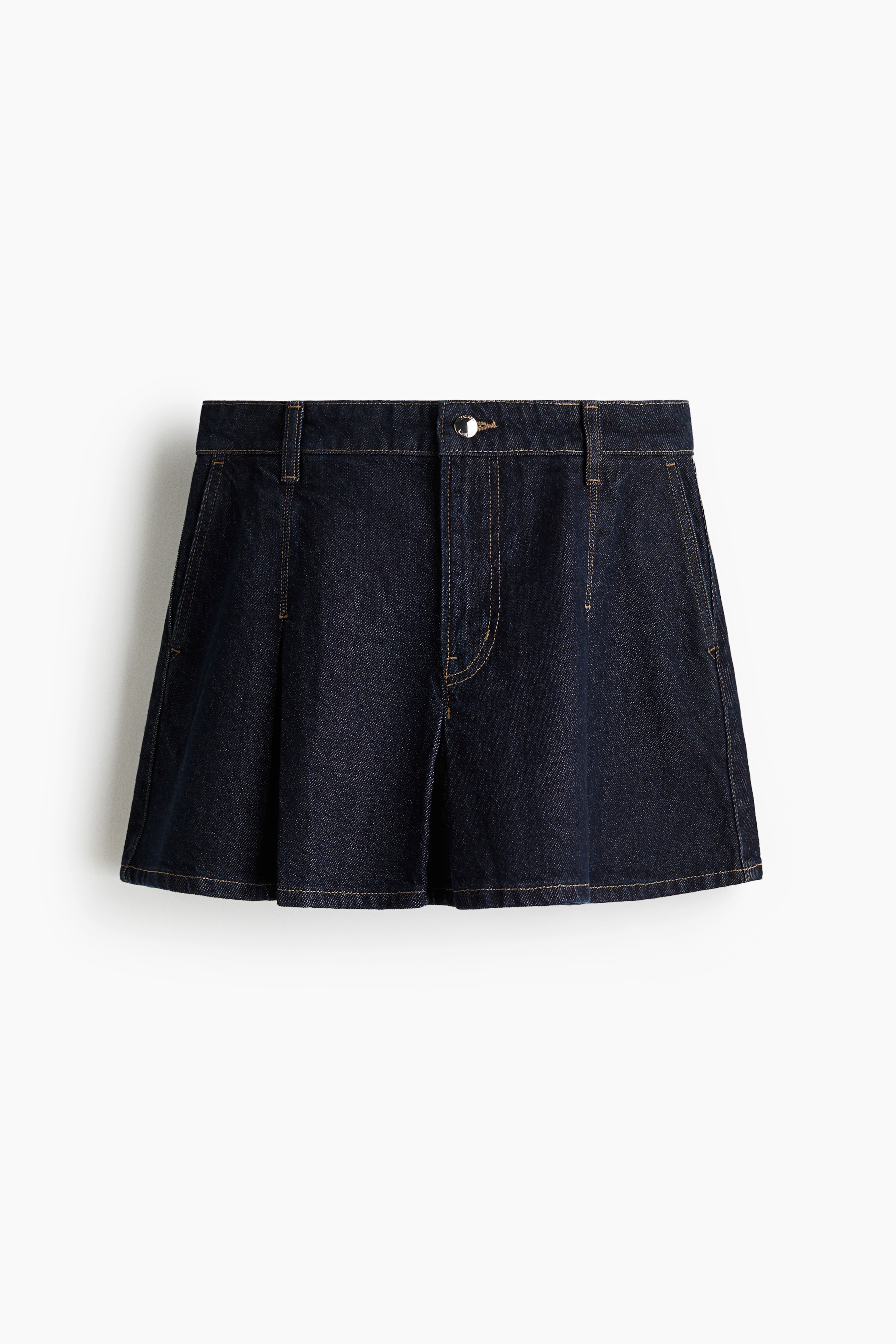 Pleated Denim Skirt
