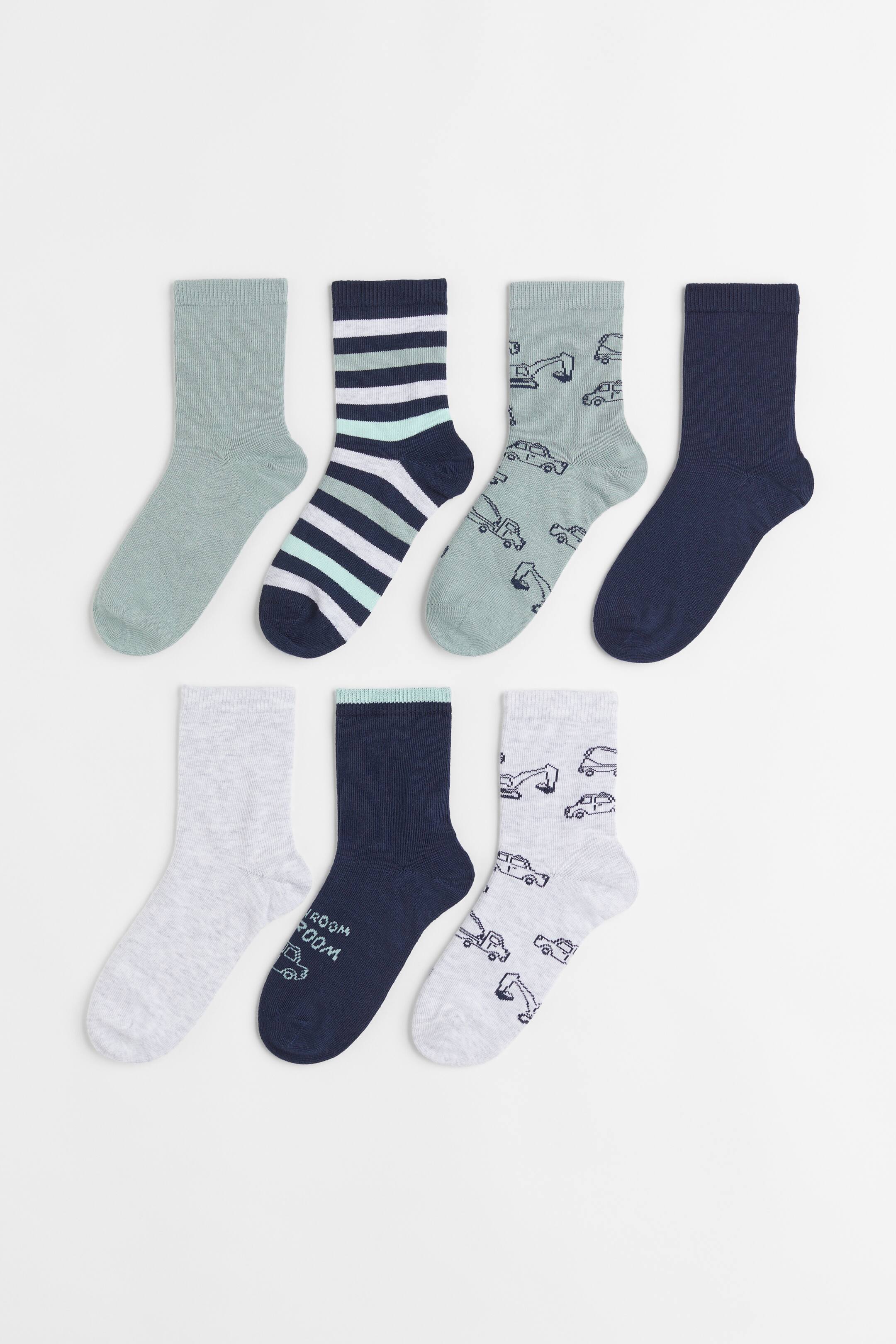 Xem ảnh lớn hơn: Bộ 7 đôi tất - Màu ngọc lam nhạt/Xe cộ - Kids | H&M VN 1