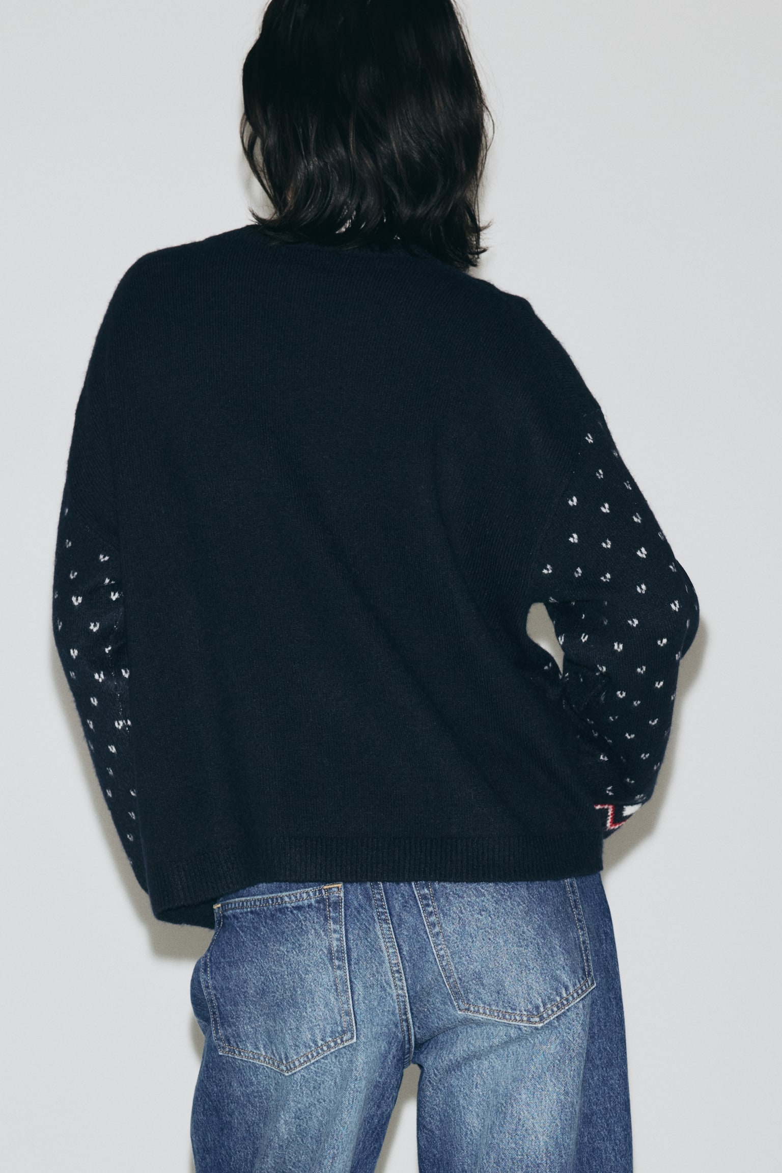 Oversized jacquard-knit jumper - Dark blue/Dachshunds/Dark grey marl/Dog/Red/Patterned - 3