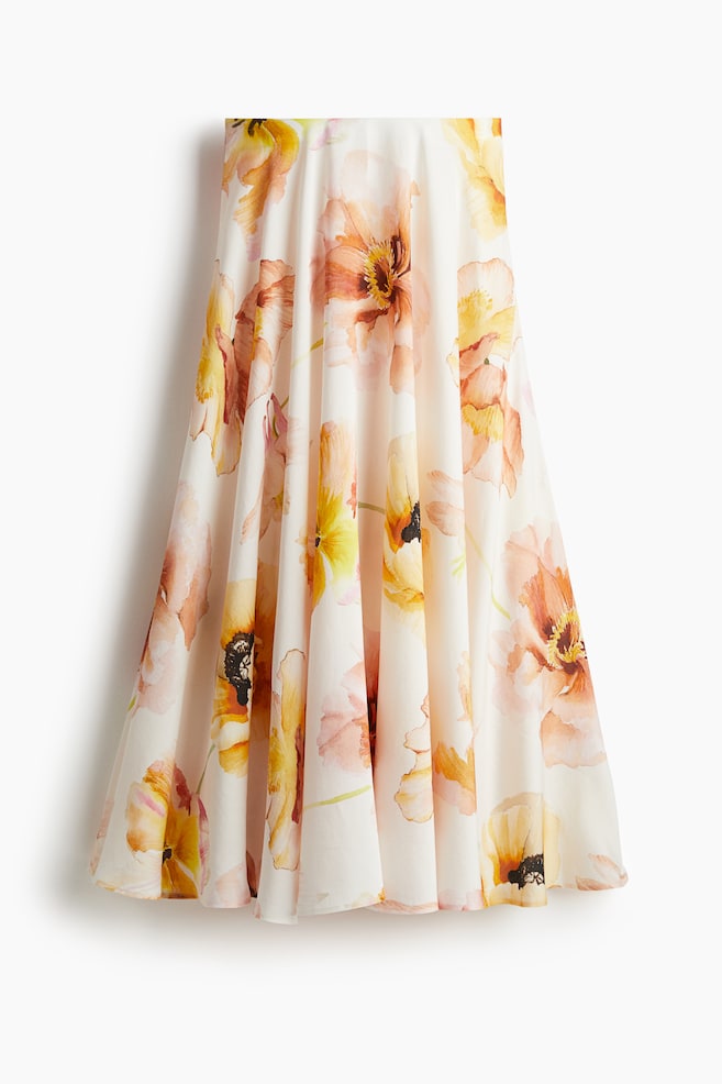 Voluminous maxi skirt - Cream/Floral - 1