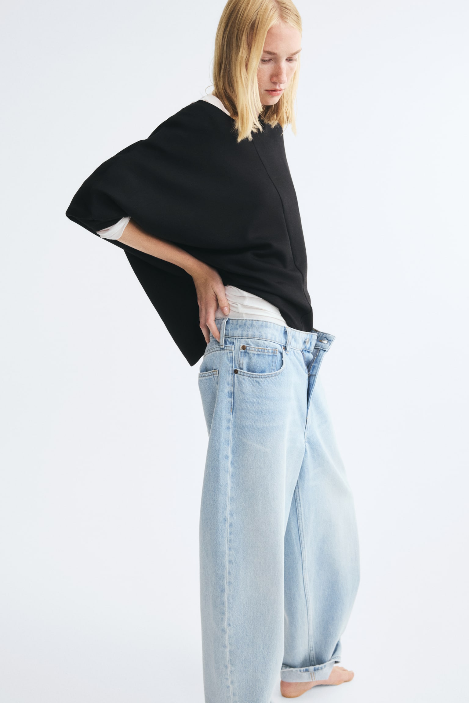 Женский свитшот H&M Batwing-Sleeved Scuba, цвет: Чёрный — фото 7