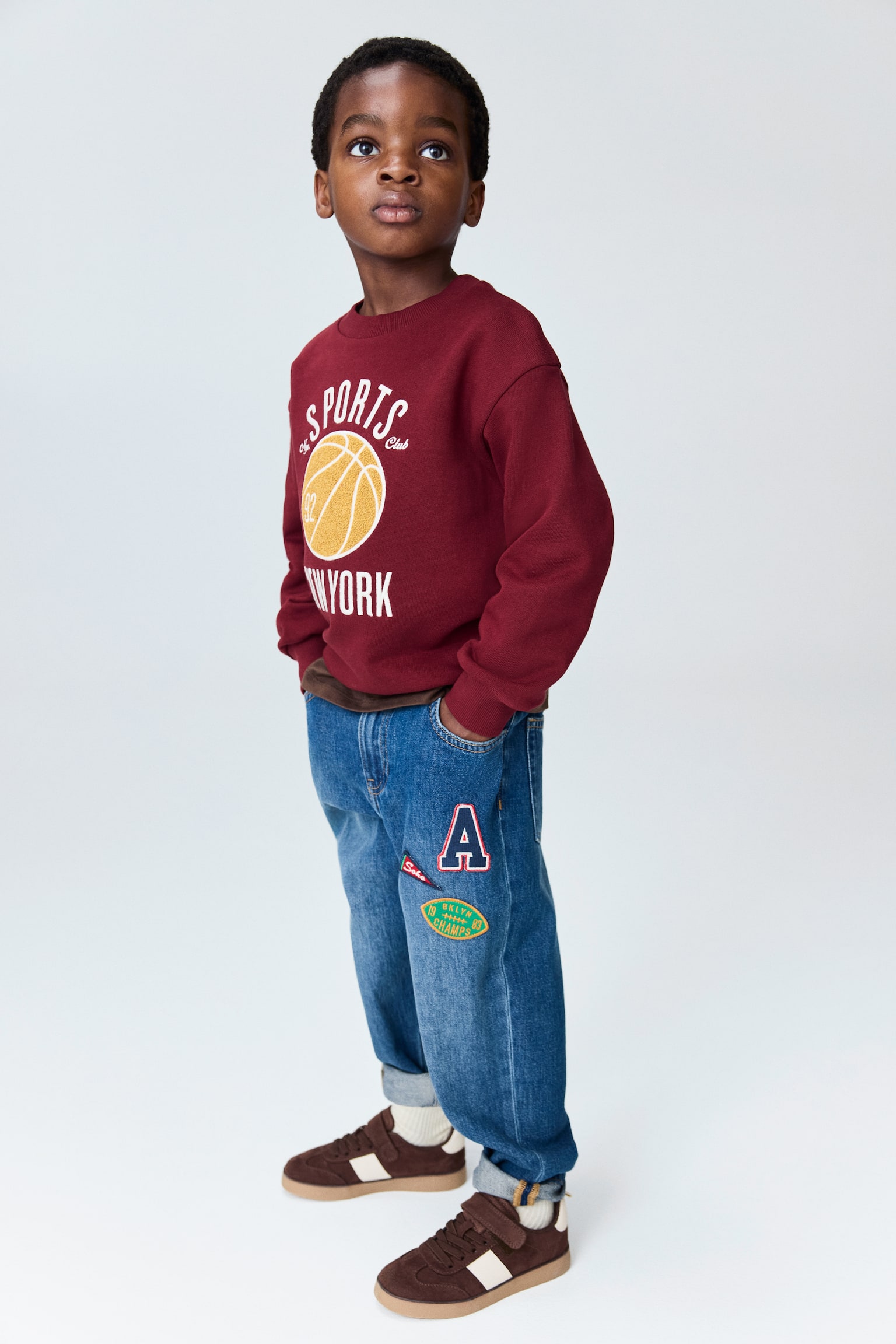 Motif-detail sweatshirt - Dark red/Basketball - 1