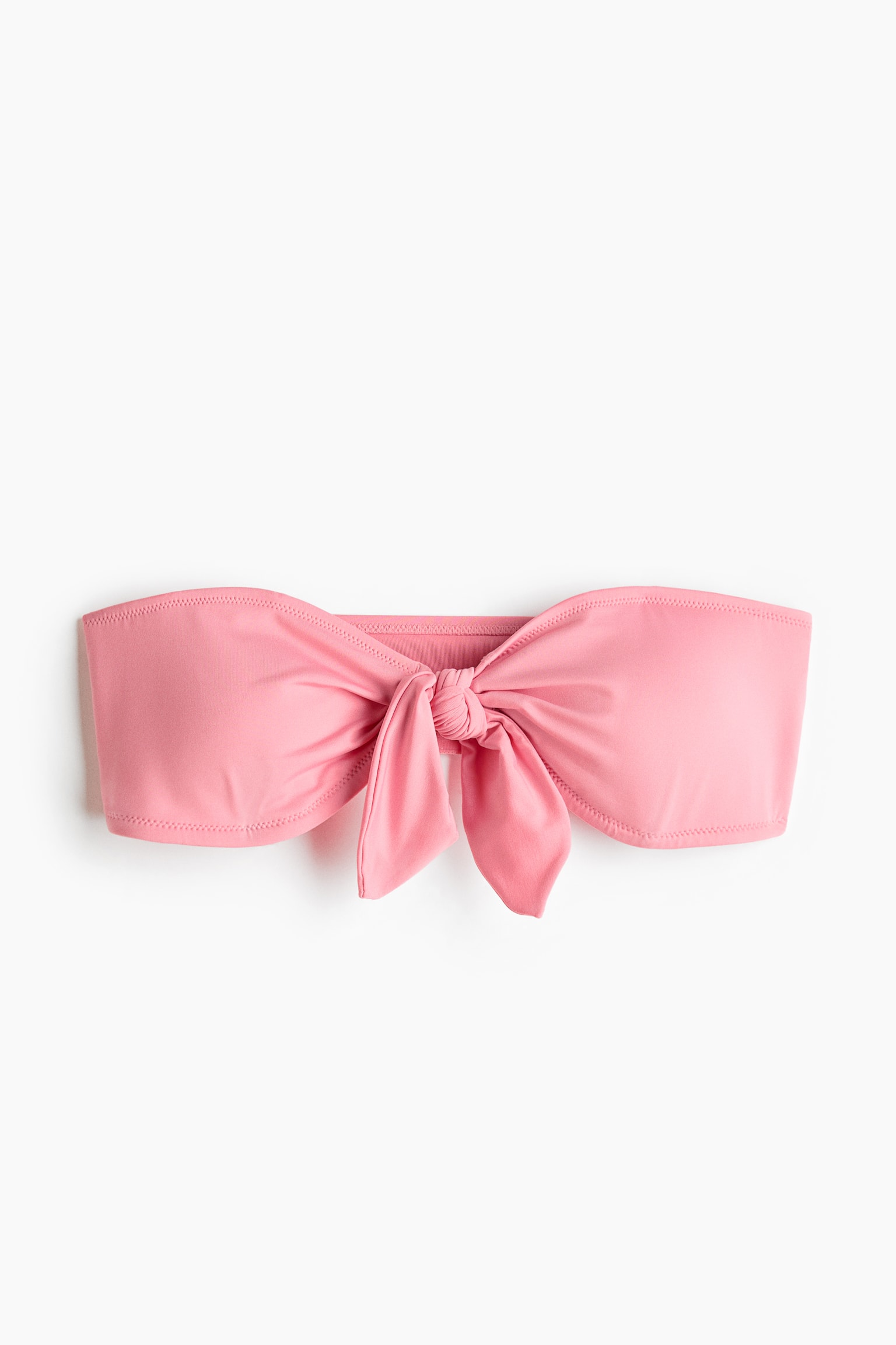 Dolgulu Bandeau Bikini Üstü - Mercan pembesi/Açık mavi/Kareli - 1
