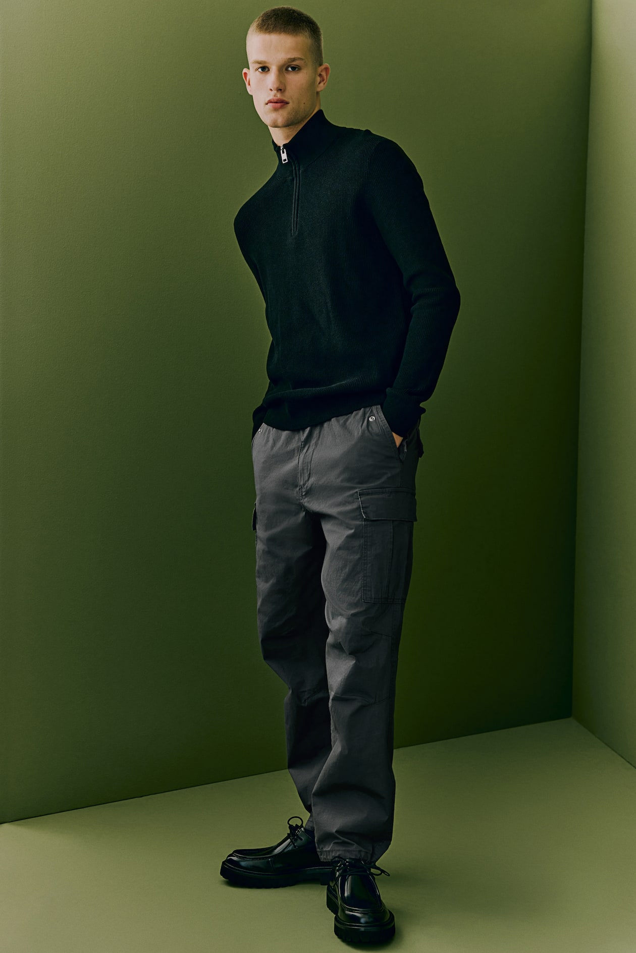 Mens Pants H And M Cargo Trousers Regular Fit Ripstop Cargo