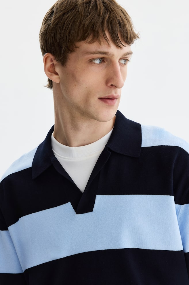 Pikétröja Loose Fit-Marinblå/Randig - 3