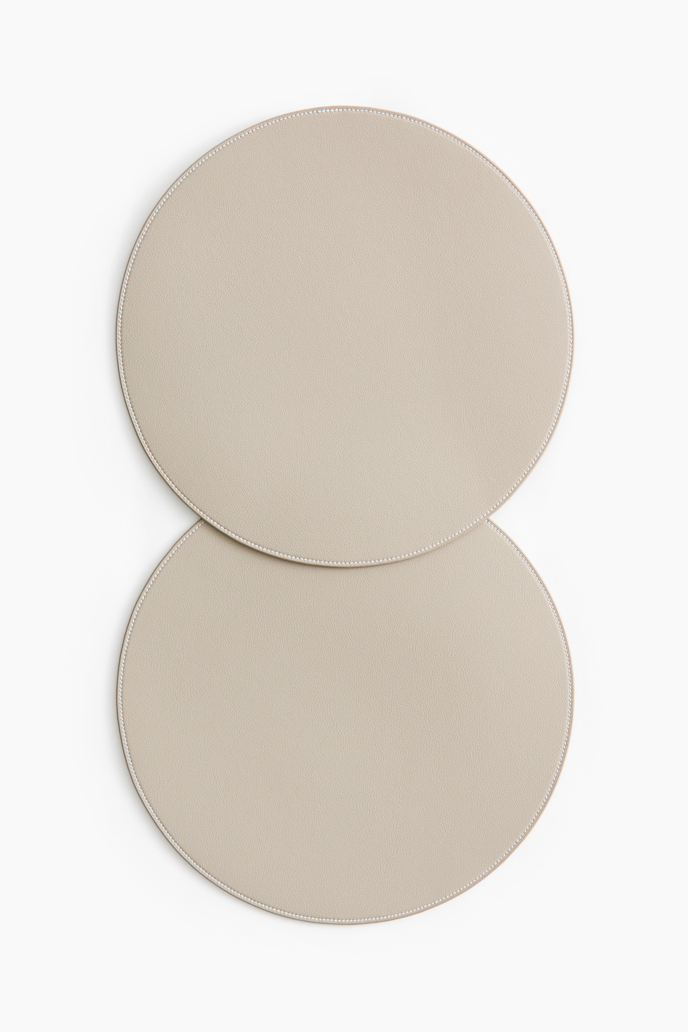 Lot de 2 sets de table ronds - Beige clair/Blanc/Noir