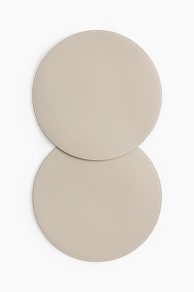 2-pack Round Placemats - Light beige/White/Black/Brown - 1