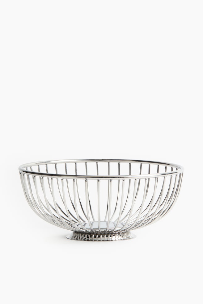 Large Stainless Steel Bread Basket - Silver-colored - 1