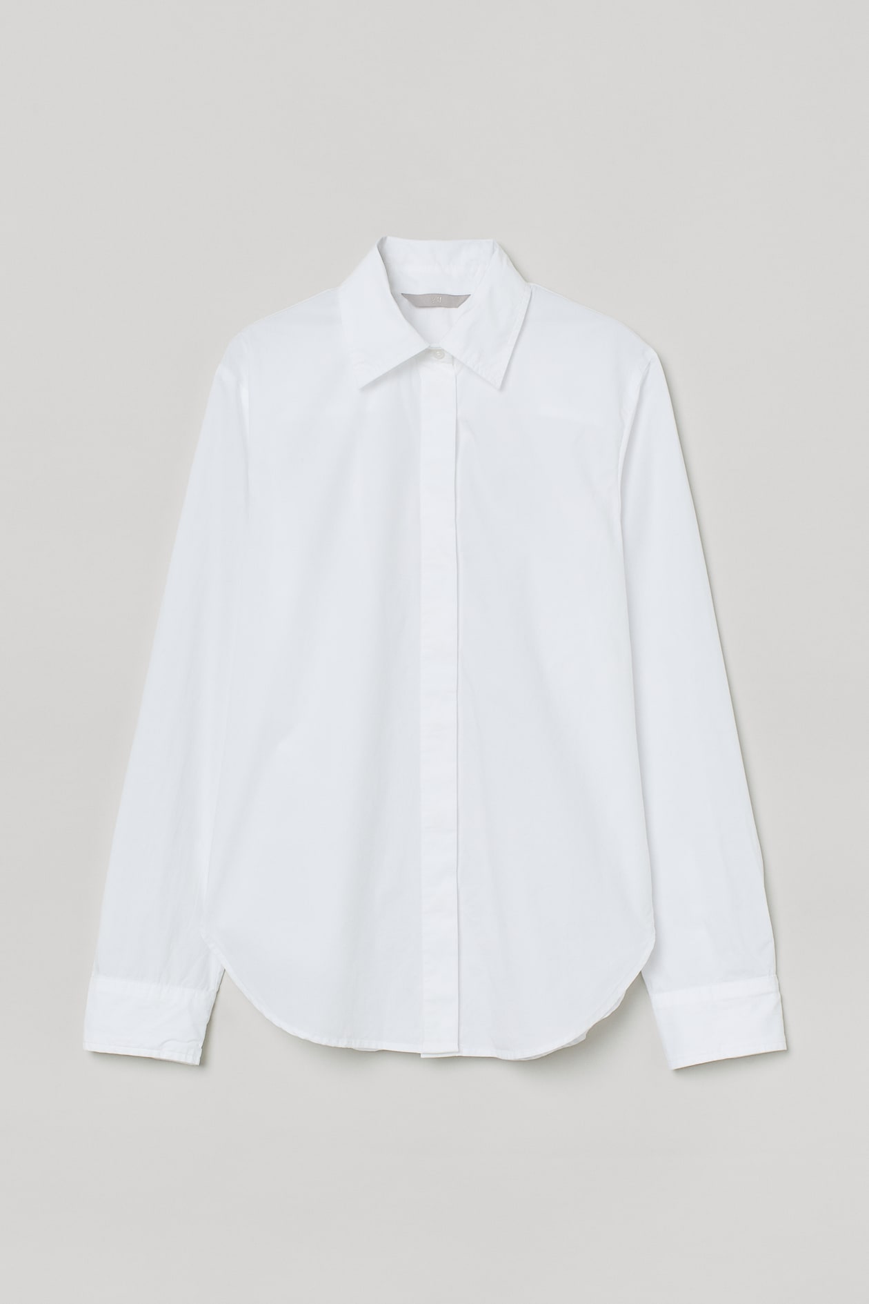 Cotton shirt - Long sleeve - Regular length - White - Ladies | H&M GB