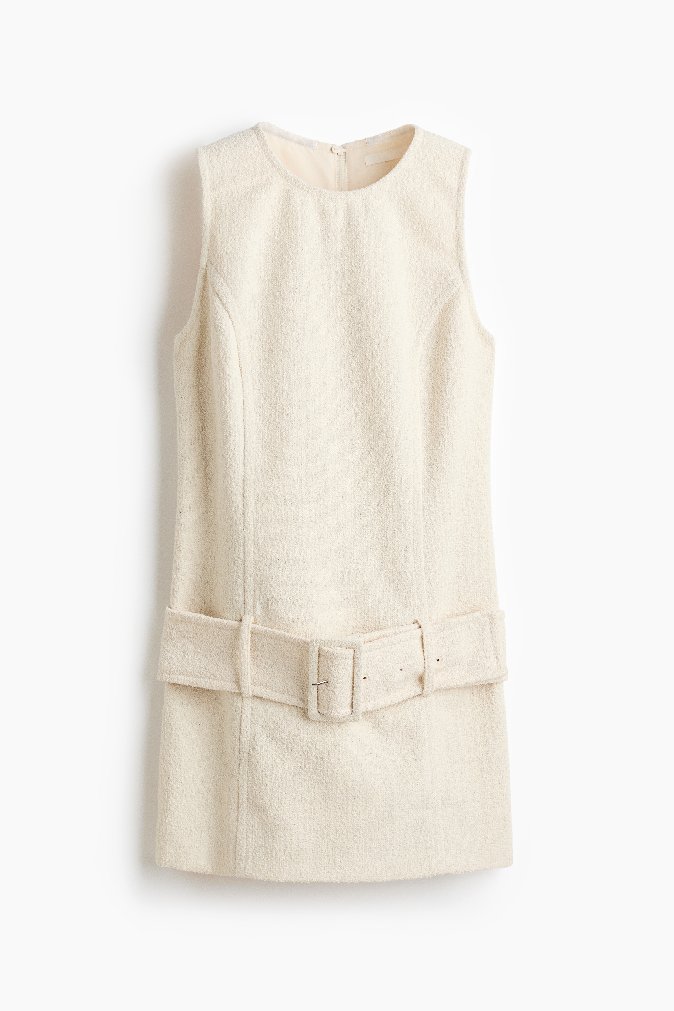 Belted bouclé dress - Cream