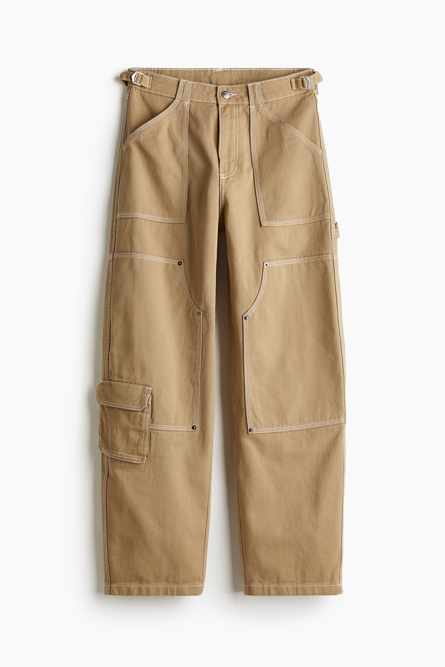 Twill cargo trousers - Dark beige - 2