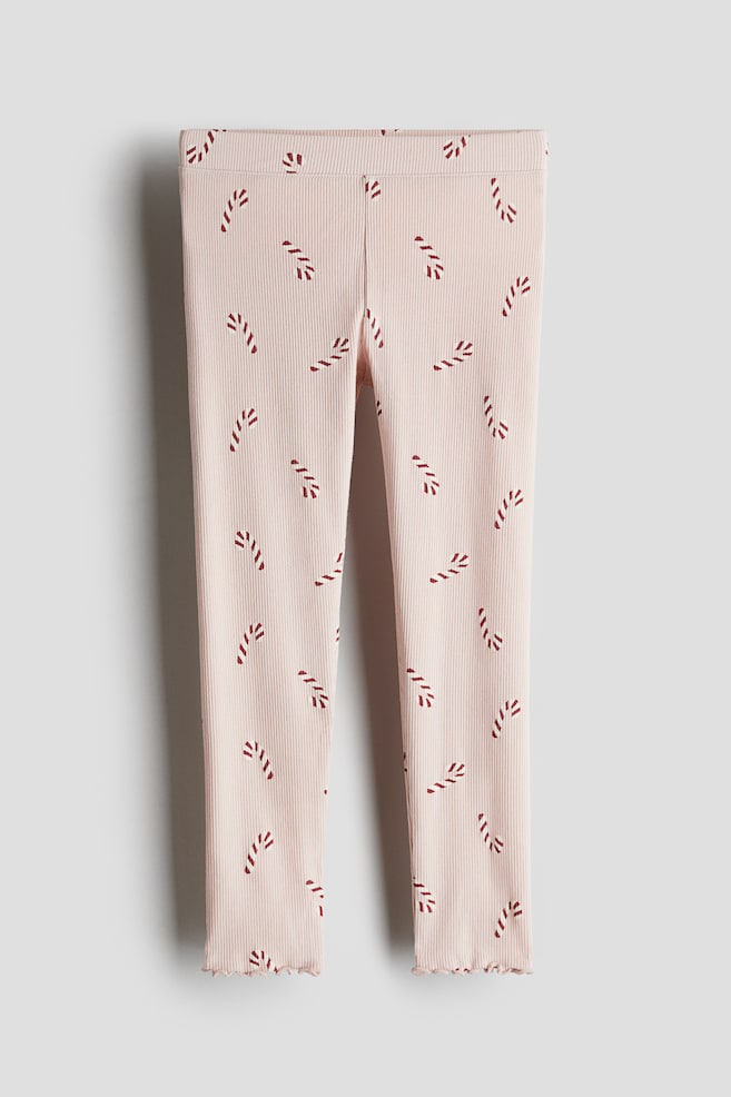 Tricot legging met print - Lichtroze/zuurstokken/Paars/dessin/Lichtroze/hartjes/Lichtroze/aardbeien - 1