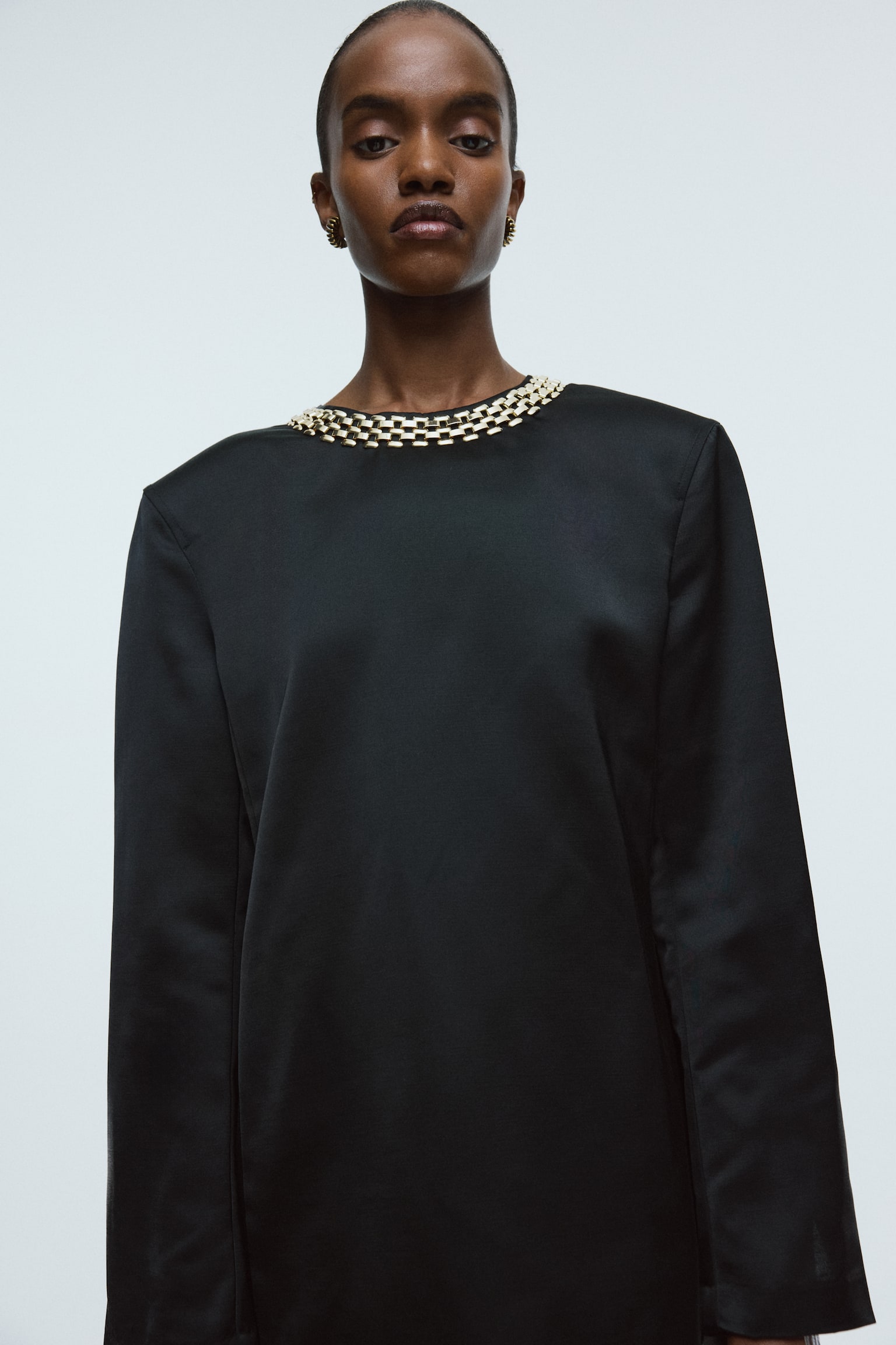 Shiftjurk met kettingdetail - Zwart - 5