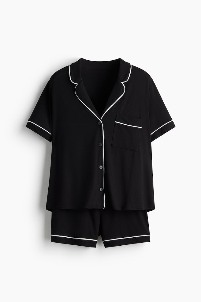 Viscose-blend pyjamas - Black/Rust brown/Navy blue/Light pink/Burgundy - 1