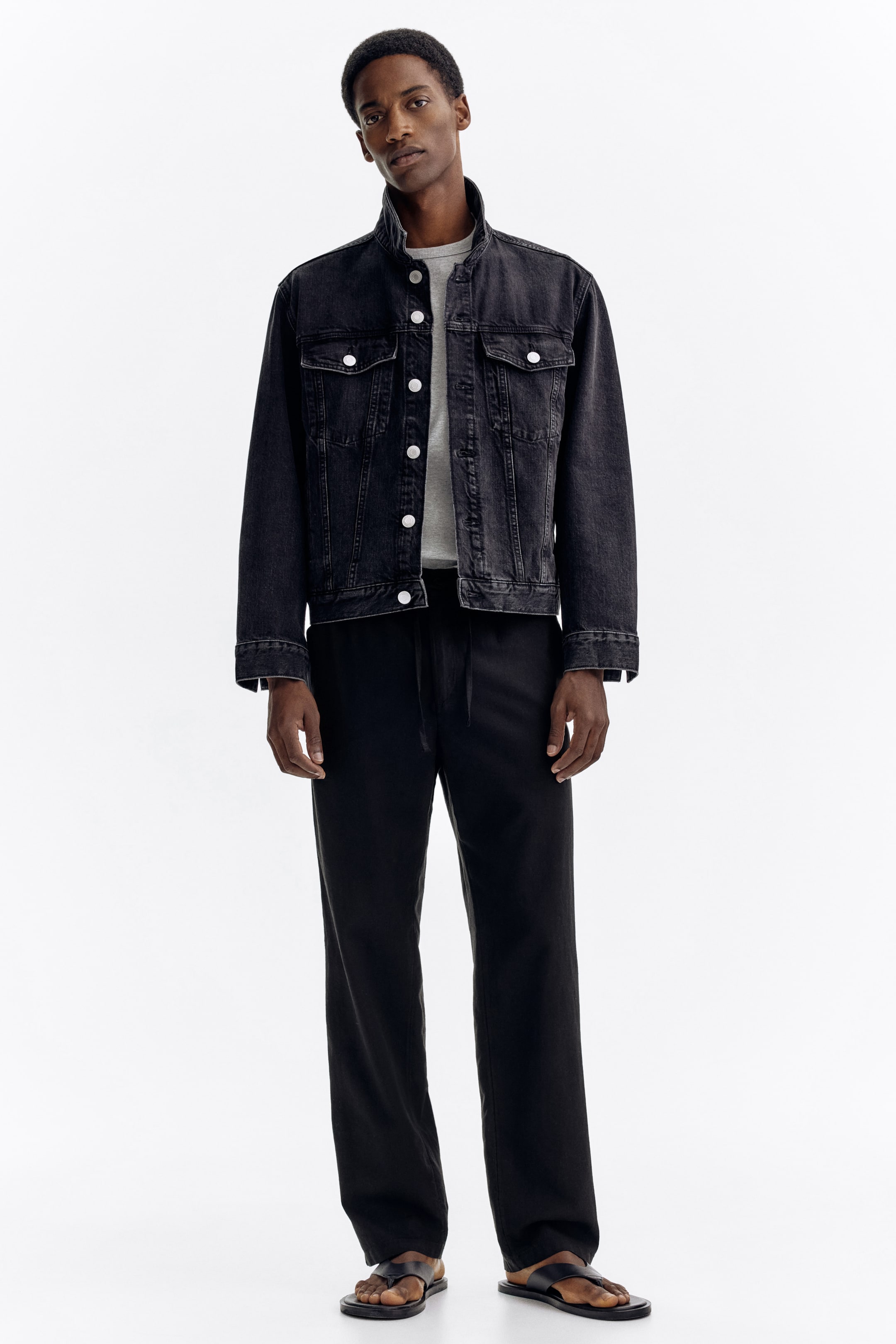 Agrandir l'image: Pantalon Regular Fit en lin mélangé - Noir - HOMME | H&M BE 1