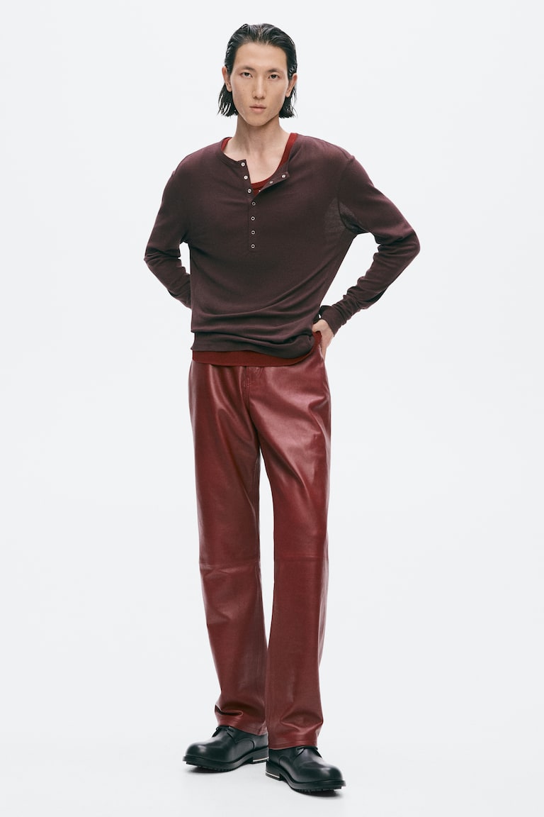 Pamučna majica s Henli izrezom Slim Fit