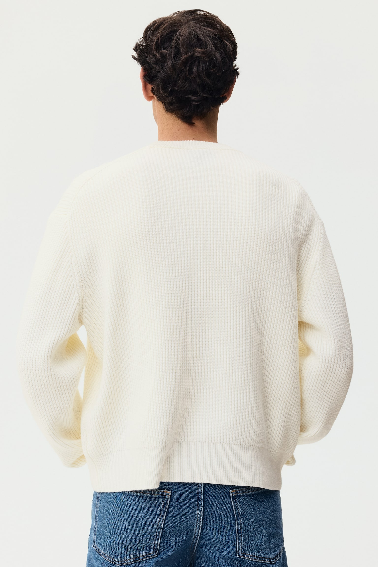 Suéter tejido Relaxed Fit - Crema/Azul marino/Gris pardo - 4