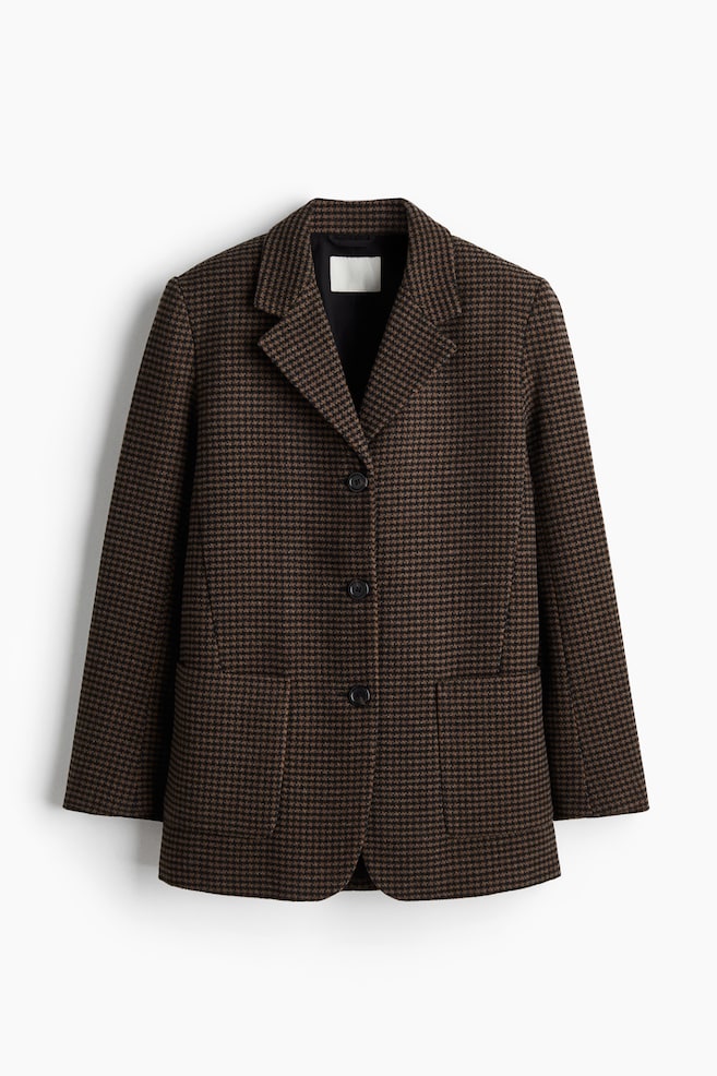 Single Breasted Blazer - Dark brown/Dogtooth pattern/Dark brown - 1