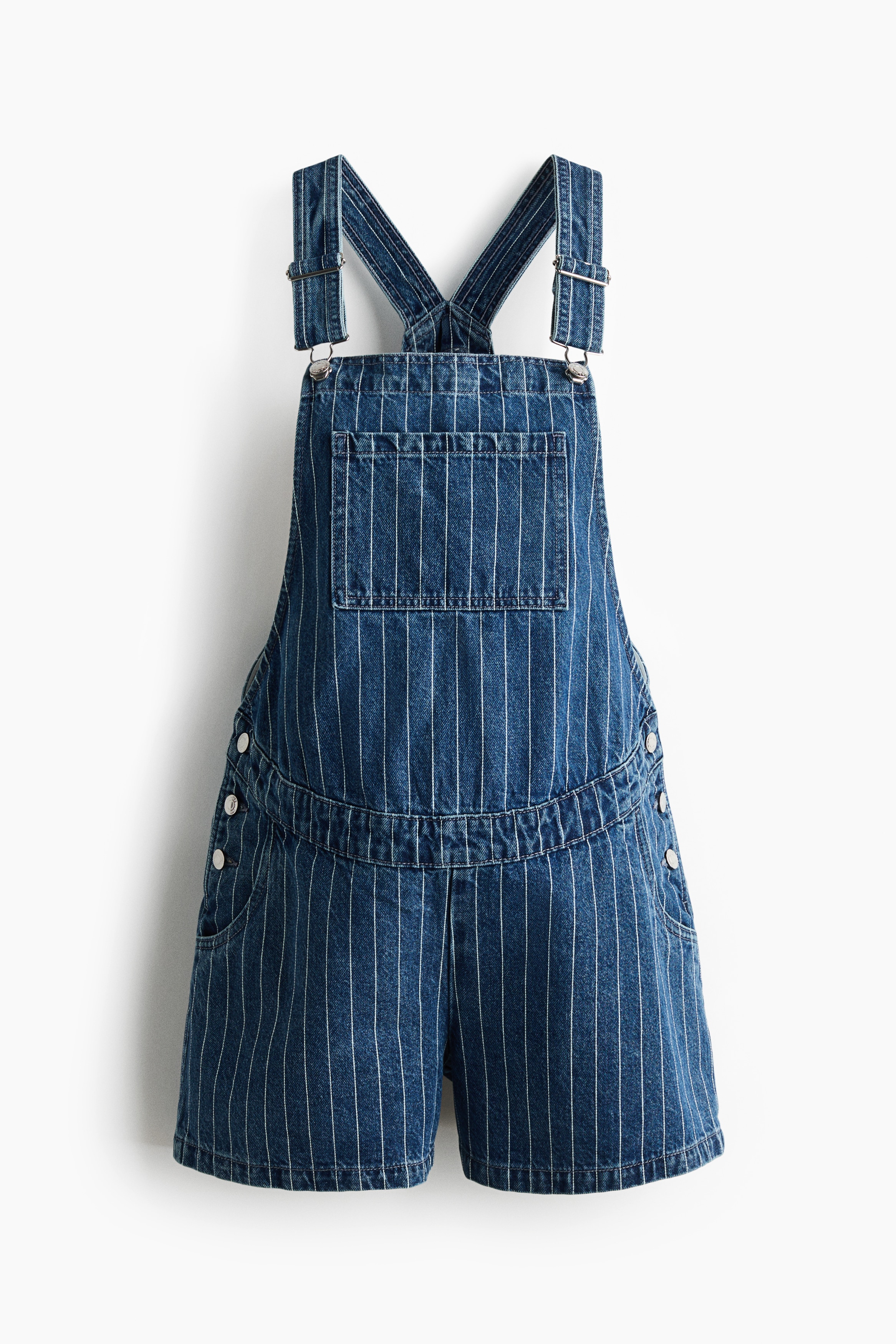 MAMA Latzshorts - Denimblau/Nadelstreifen/Helles Denimblau